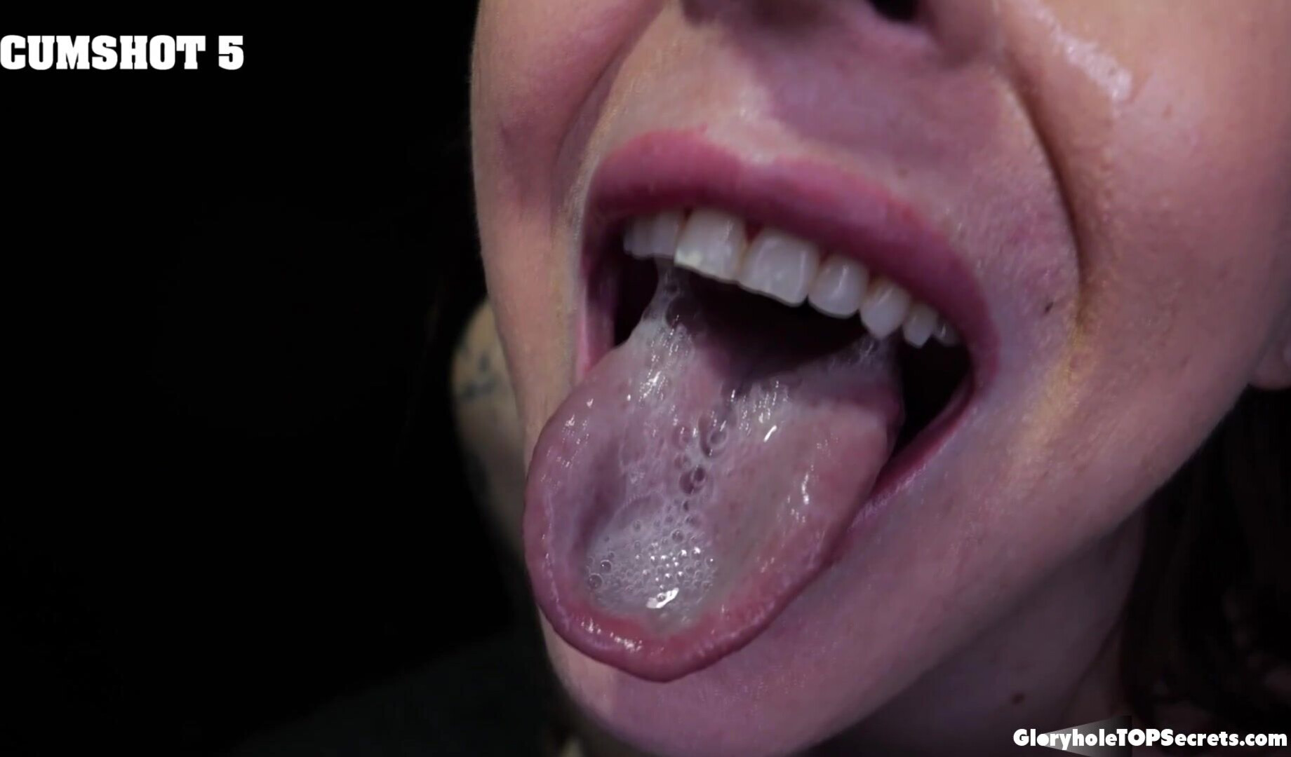 Not a single drop lost! Impressive! - gloryhole - blowjob - oral - brunette - cumshot - facial - cum swallowing - cum on tongue - cum in mouth - cum