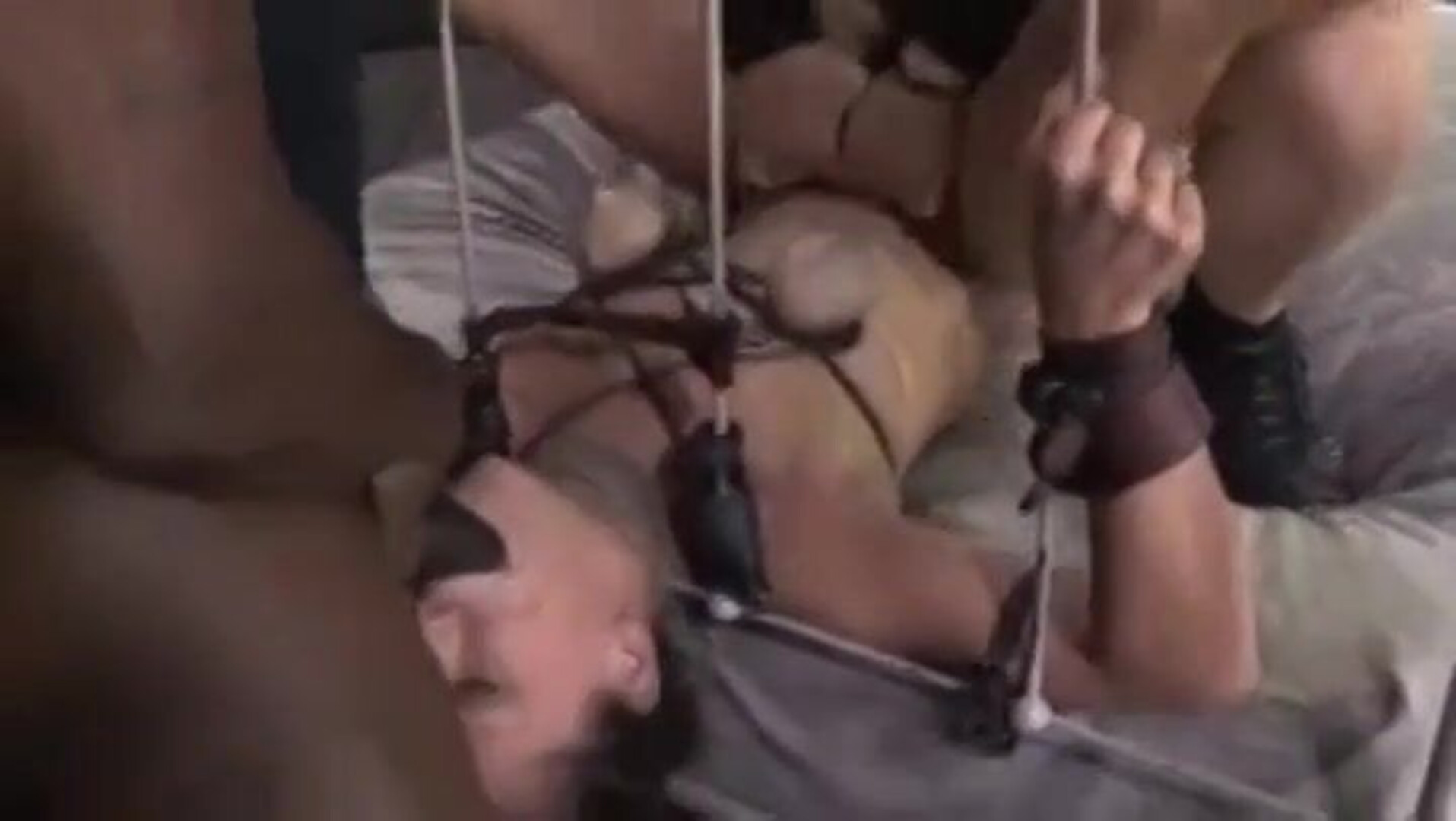 Tied to bed bdsm - bound - tied - double fucked - bondage