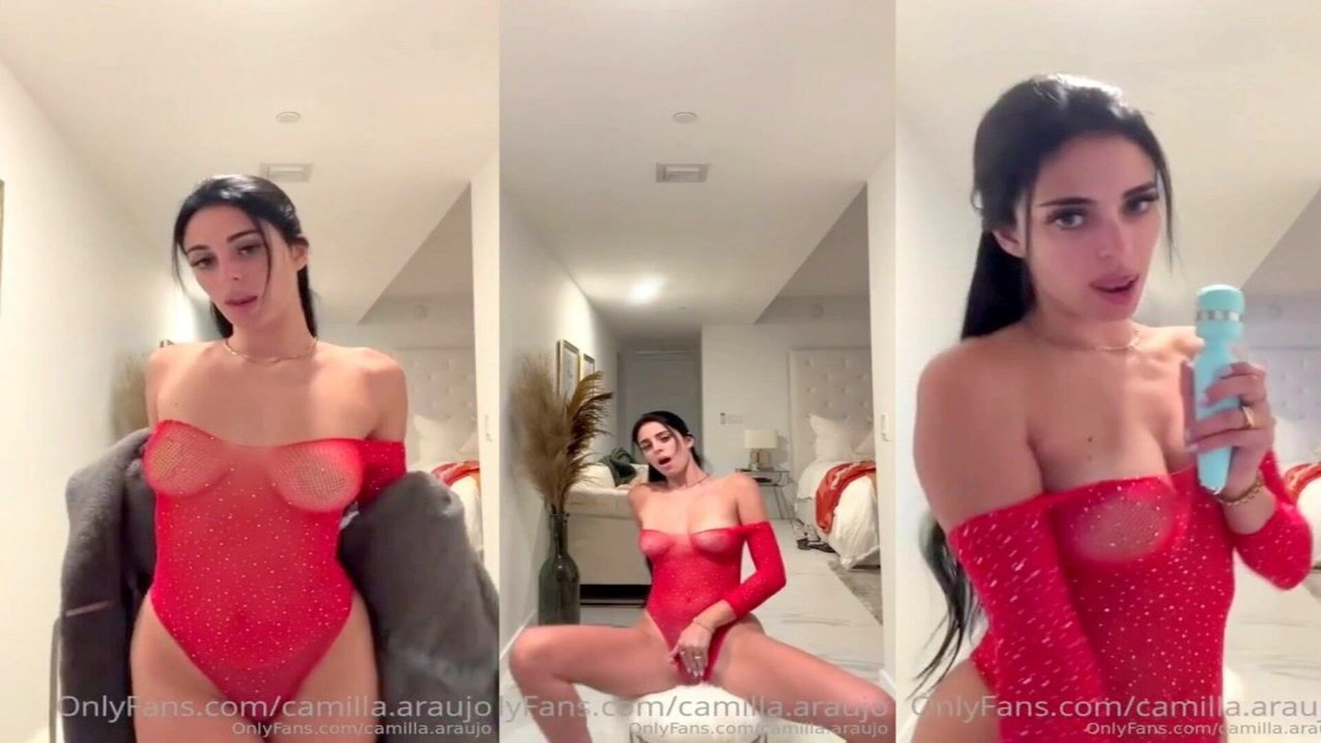 Red Bodysuit Masturbation Through Panties - big ass - big tits - blowjob - sex - fuck