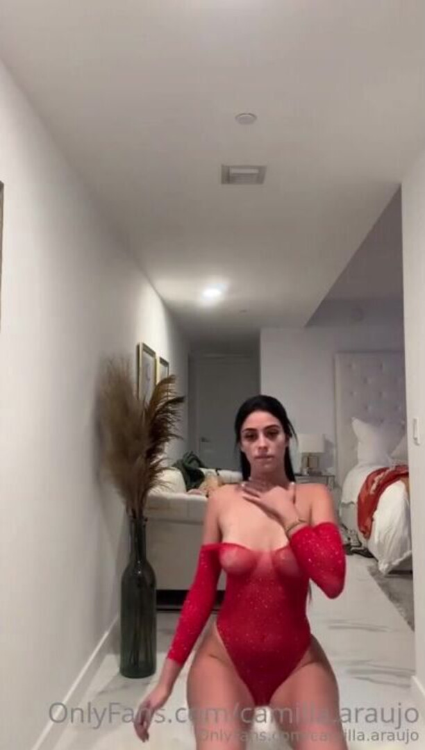 Red Bodysuit Masturbation Through Panties - big ass - big tits - blowjob - sex - fuck