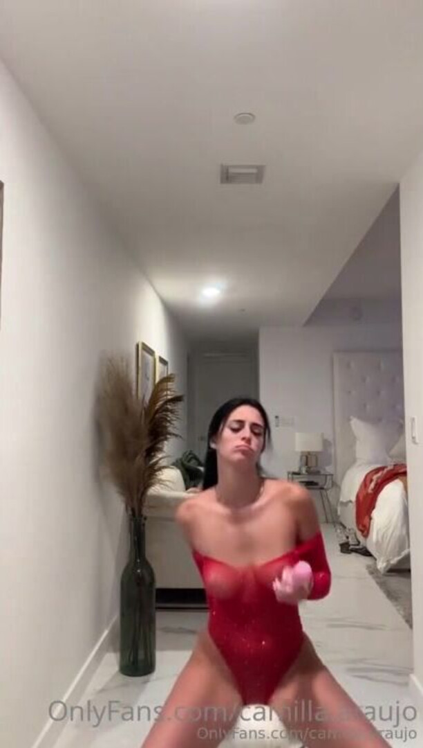Red Bodysuit Masturbation Through Panties - big ass - big tits - blowjob - sex - fuck