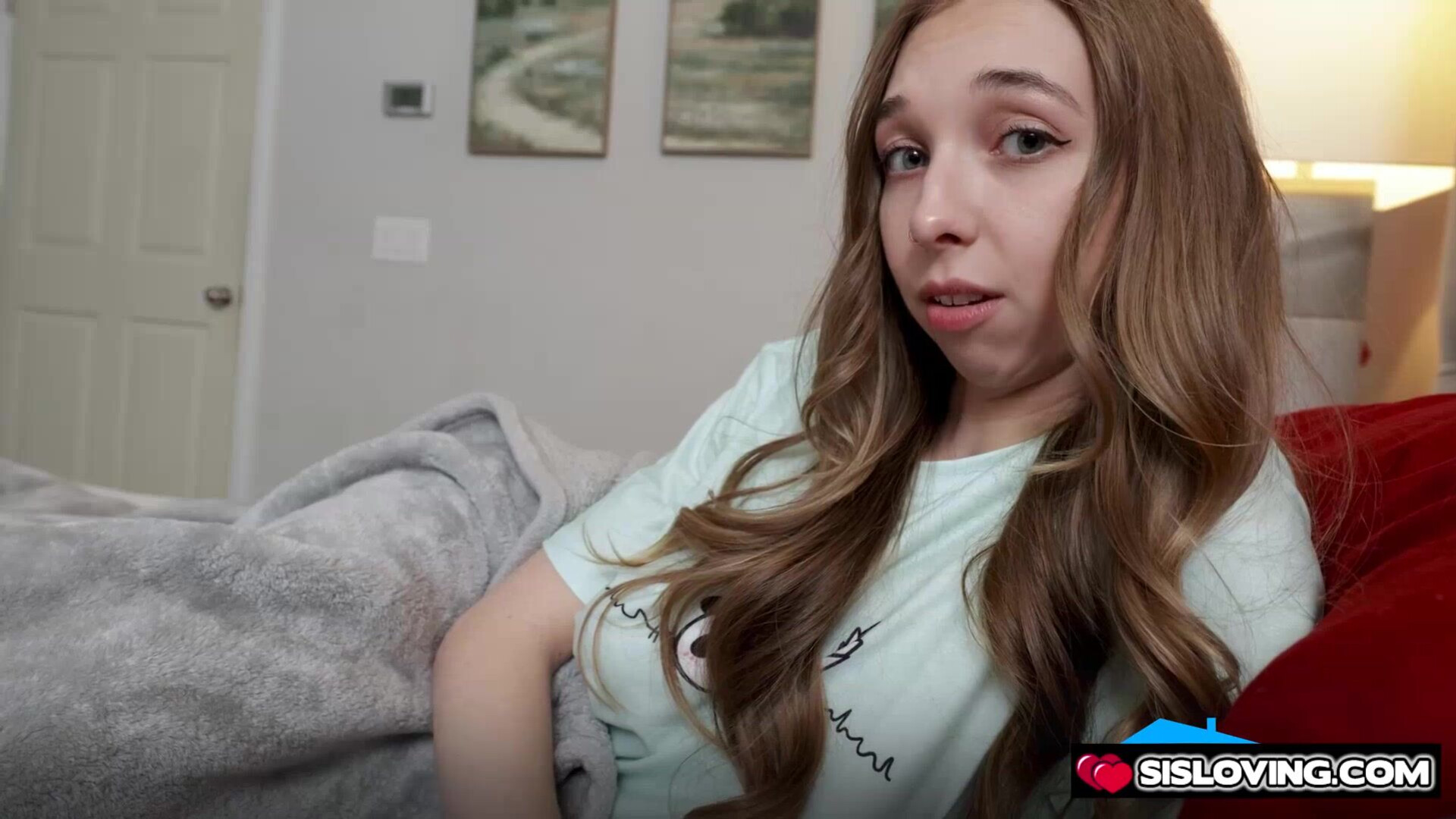 Stepsis Breezy Bri is rubbing her pussy in bed - sislovesme - teen - stepsister - stepbrother - brunette - small tits - big cock - handjob - pussy - fingering