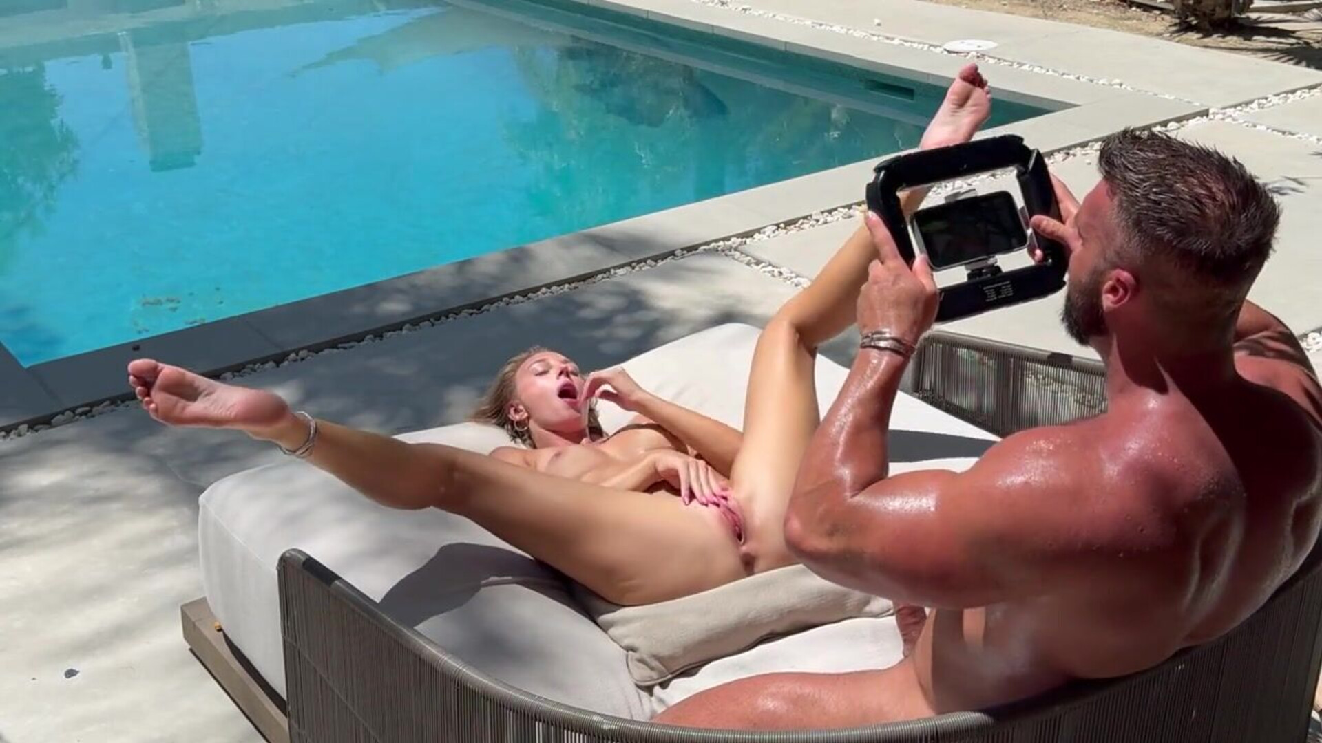 An inside look at the captivating allure of Lo - amateur - babe - blonde - blowjob - handjob - doggy style - cowgirl - couple - behind the scenes - pool