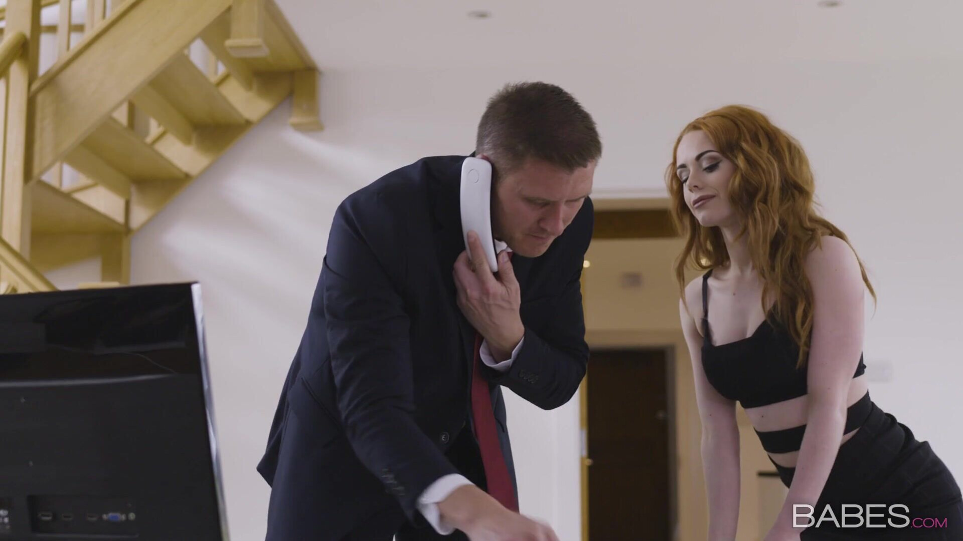 Ella Hughes Stress Relief - red head - work fantasies - big dick - petite - natural tits - couples - small tits - lingerie