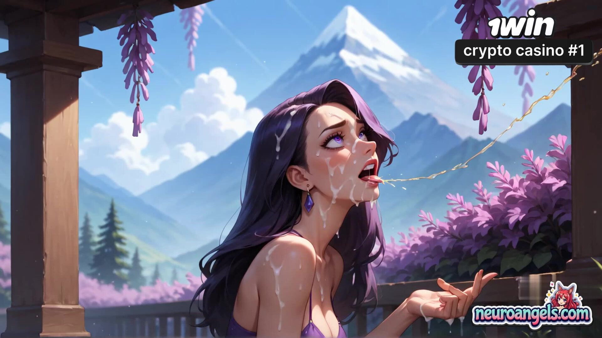 Have a magnificent time with a spectacular nymph nude, dirty, and hardcore! - ai generated - spray - romantic - seduction - wisteria - hair - dual - hardcore - penile - purple