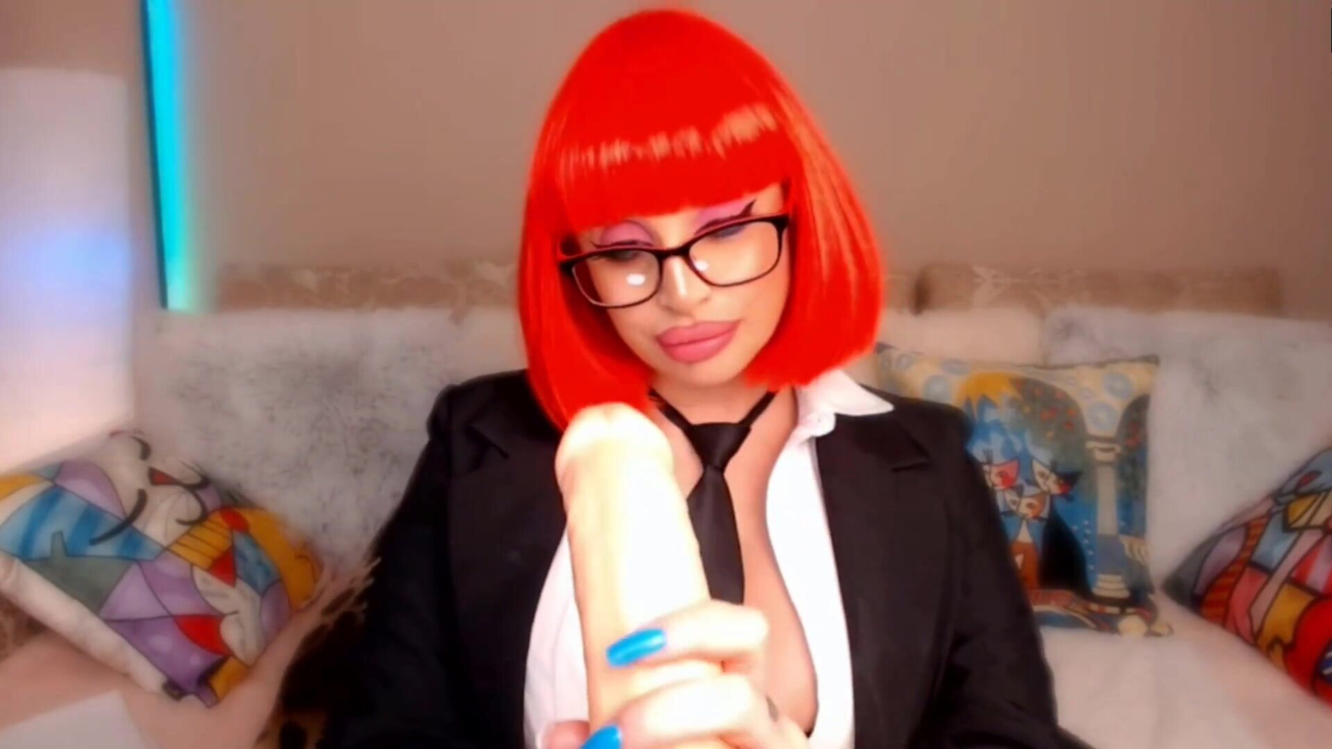 Lady boss Lora hungry for her coworker's sperm - sexy redhead - big boobs - roleplay - boss coworker - blowjob - bj - deepthroat - gagging - dildo - favlive