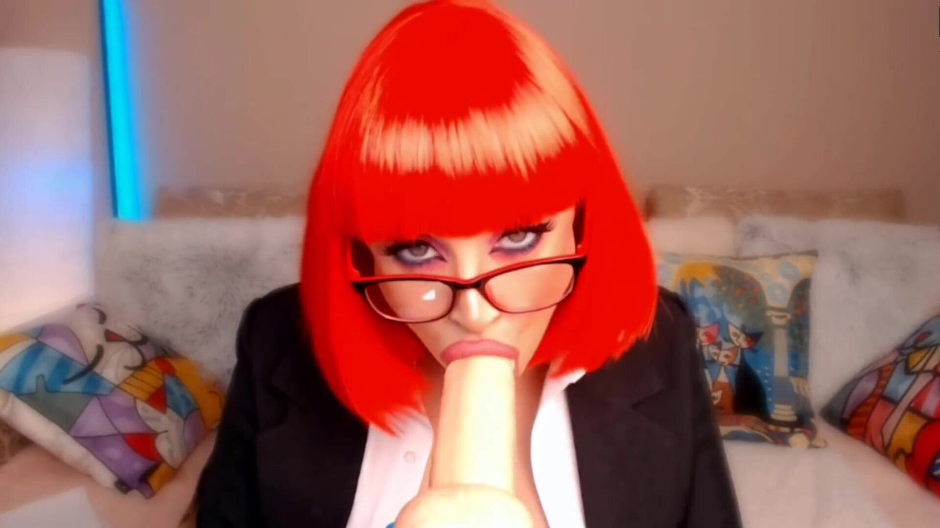 Lady boss Lora hungry for her coworker's sperm - sexy redhead - big boobs - roleplay - boss coworker - blowjob - bj - deepthroat - gagging - dildo - favlive