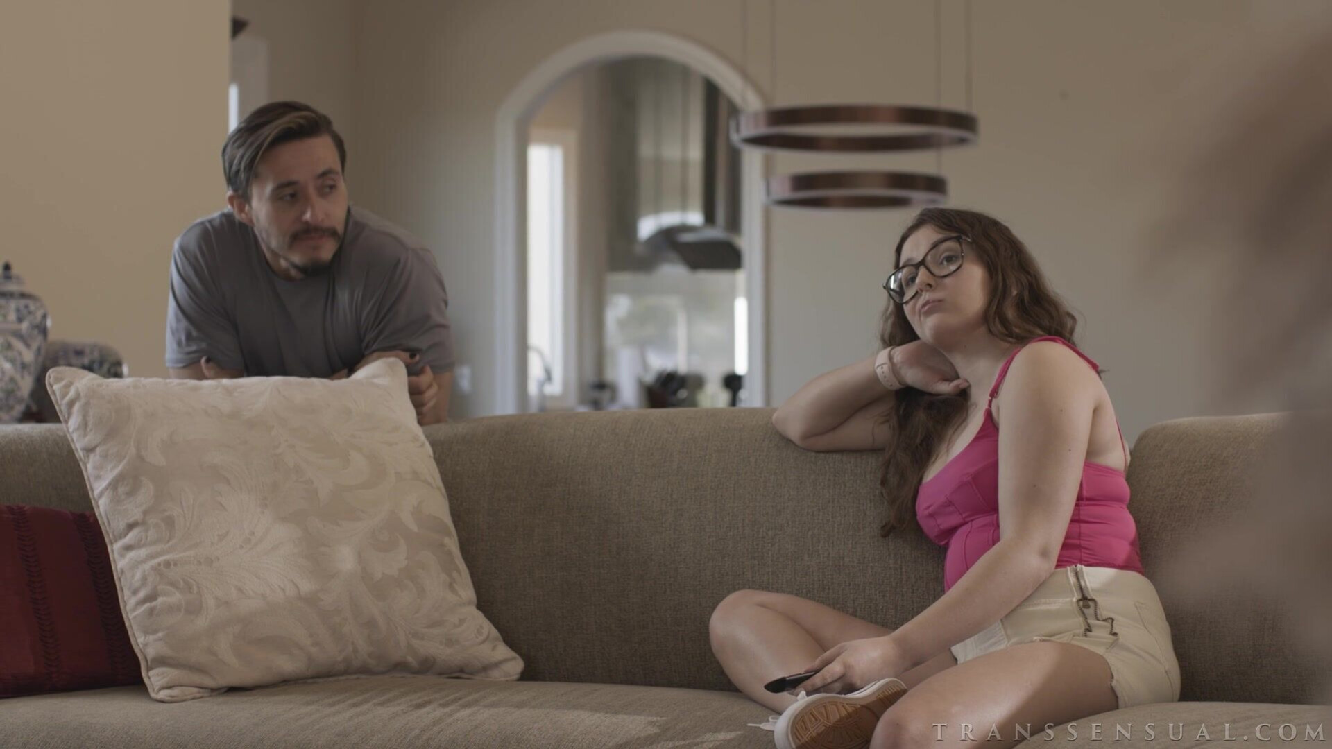 My Best Friend's TS Girlfriend That TS Beauty! Leana Lovings, Zariah Aura - glasses - dress - socks - bubble butt - woman (20-29) - average body - caucasian - brunette - bald pussy - innie pussy