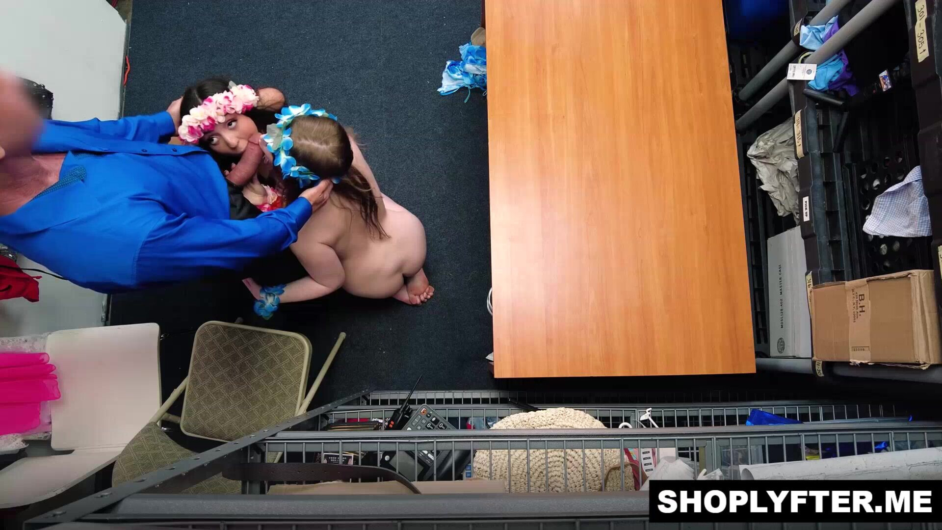 Officer fucks Krissy Knight and Sasha Tatcha - shoplyfter - teen - brunette - blonde - small tits - pussy - fingering - big cock - handjob - blowjob