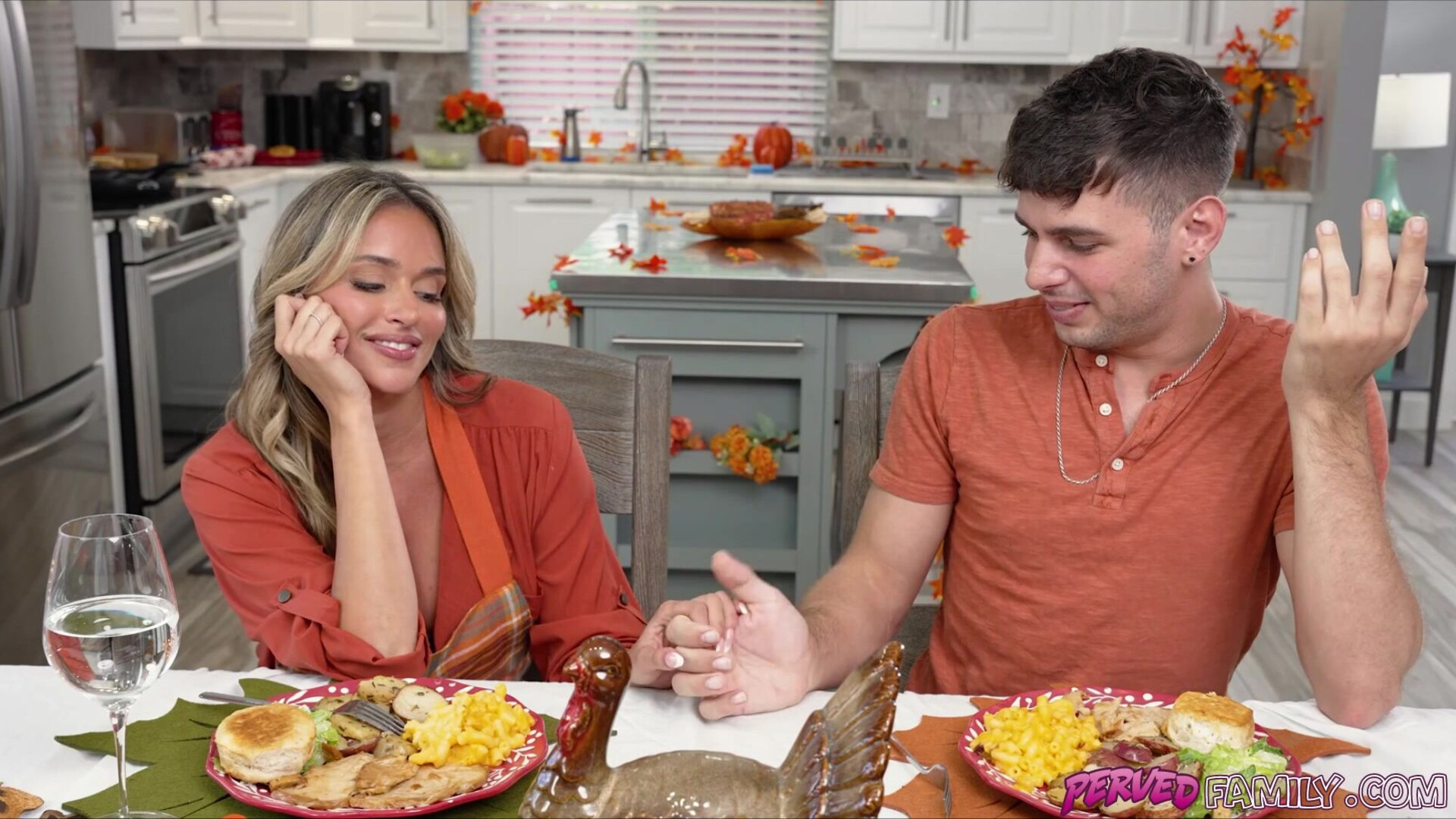 Thanksgiving will never be the same after today! - stepmom - stepson - milf - lingerie - big tits - blowjob - blonde - big ass - shaved pussy - step-family