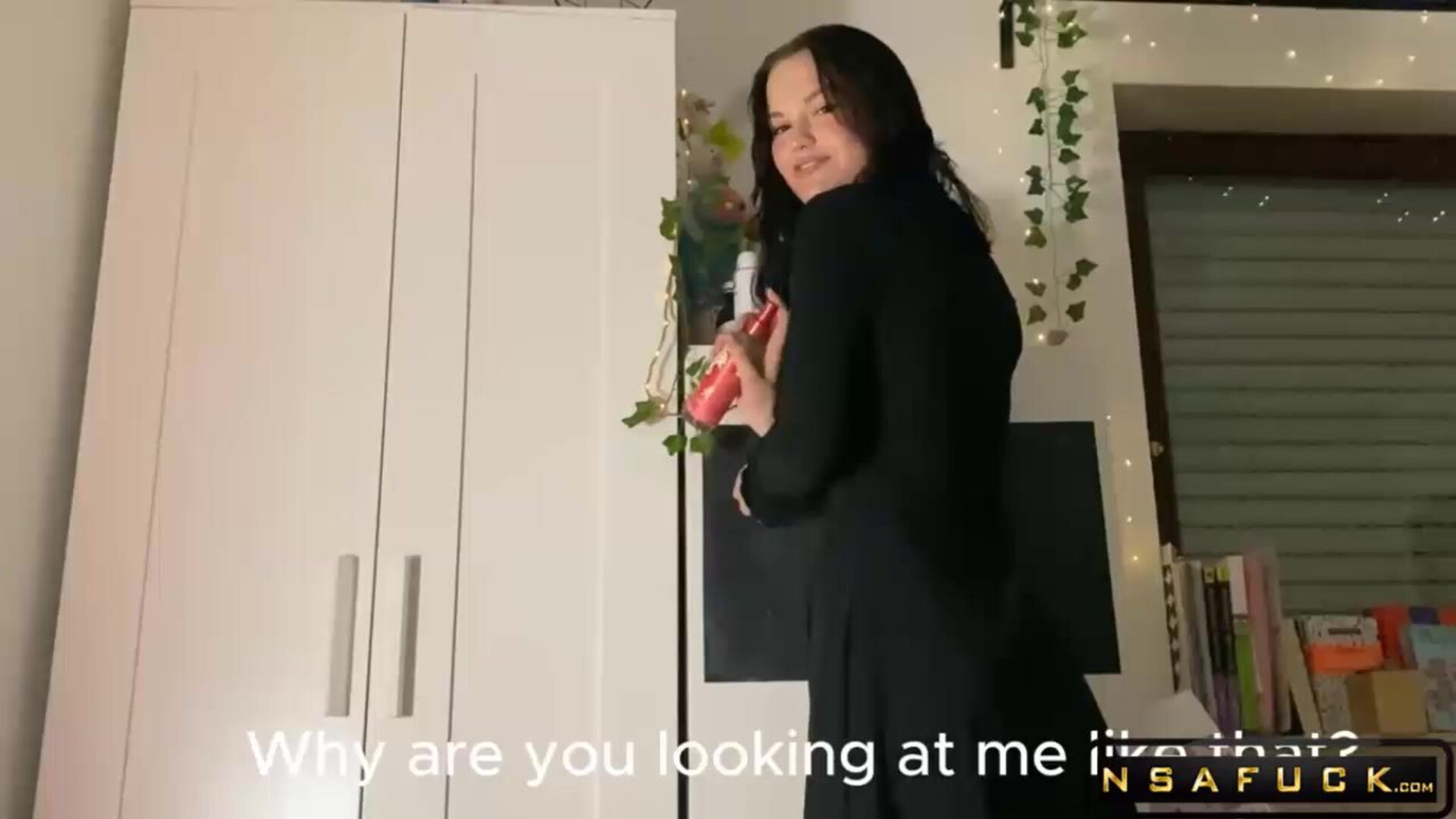 Girlfriend's Tease and Dildo Suck - lingerie - tease - blowjob - dildo - stockings - brunette - ass - pov - girlfriend - masturbation