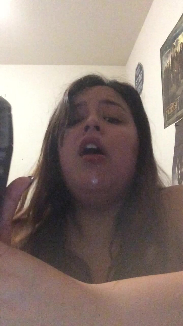 Missbustylatina Big Black Dildo In My Mouth - bbw - solo - big tits