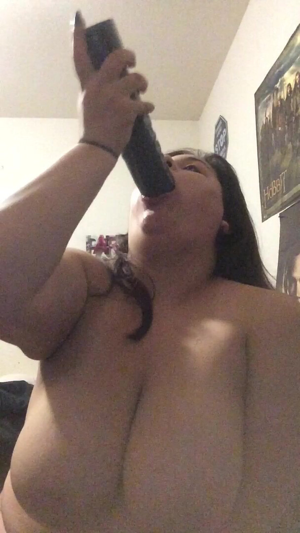 Missbustylatina Big Black Dildo In My Mouth - bbw - solo - big tits