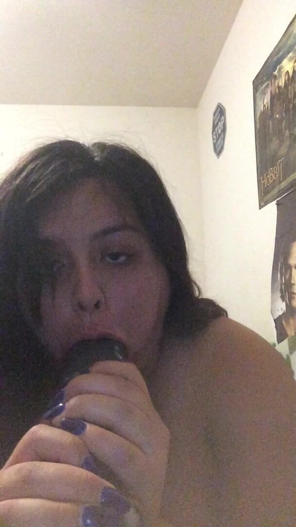 Missbustylatina Big Black Dildo In My Mouth - bbw - solo - big tits