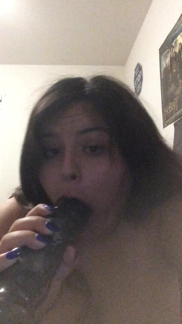 Missbustylatina Big Black Dildo In My Mouth - bbw - solo - big tits