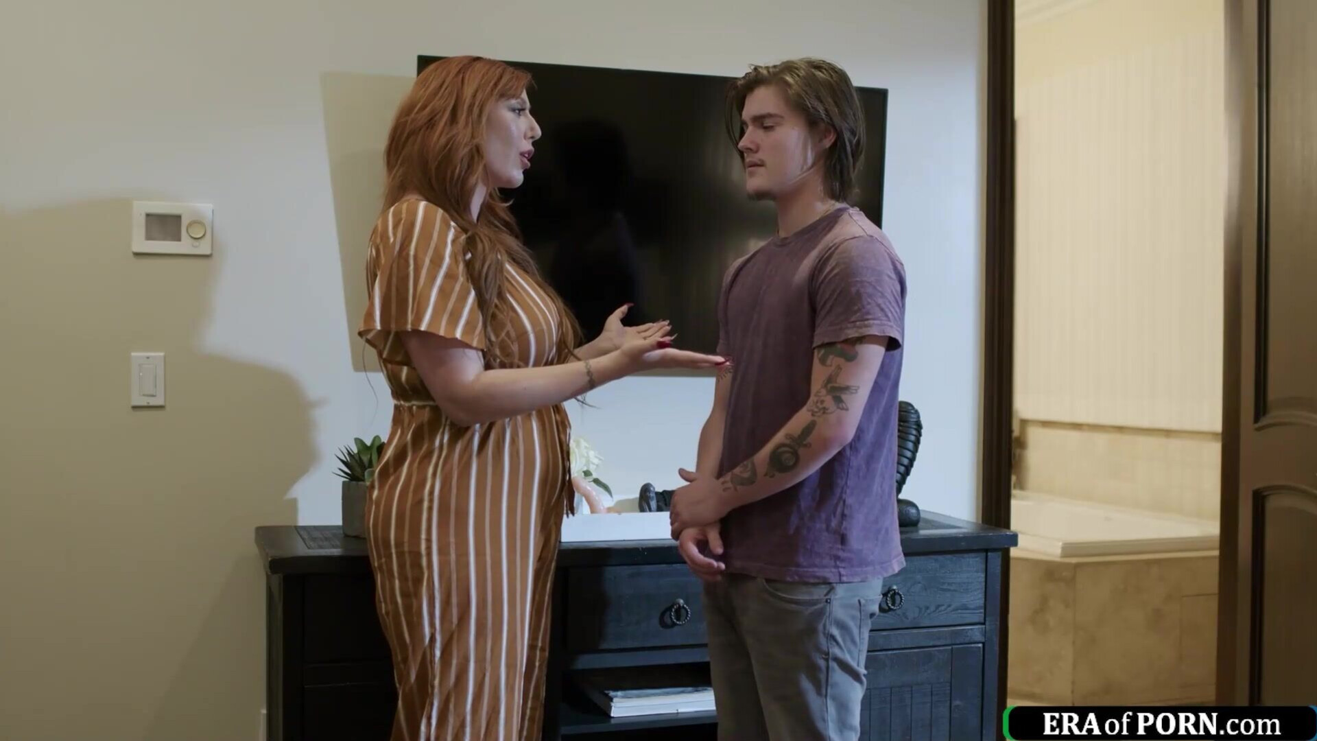 My busty stepmom teaches me how to fuck - stepmom - stepson - old and young - big tits - milf - hairy - redhead - deepthroat - kiss - titsuck