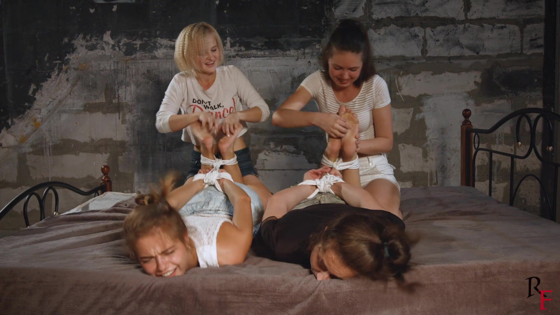 TickleTherapy Quadruple Tickle Madness Revenge Vila And Dana Torment Leya And Tonya - fetish - russian - teen