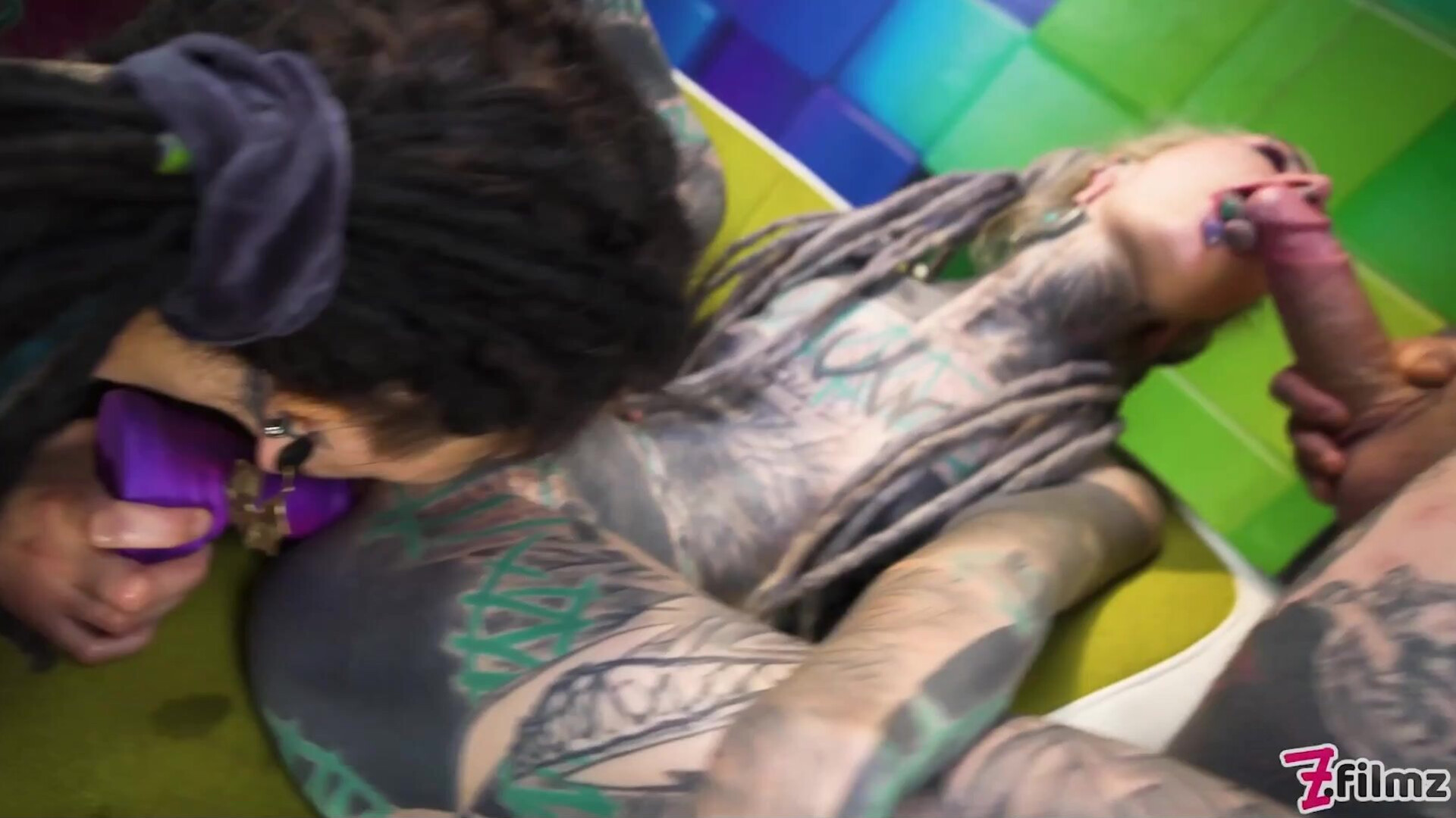 Alternative girls in an anal threesome with a big dick - zfilmz - tattoos - tattooed - threesome - anal - blowjob - ass to mouth - fingering - pussy licking - toy