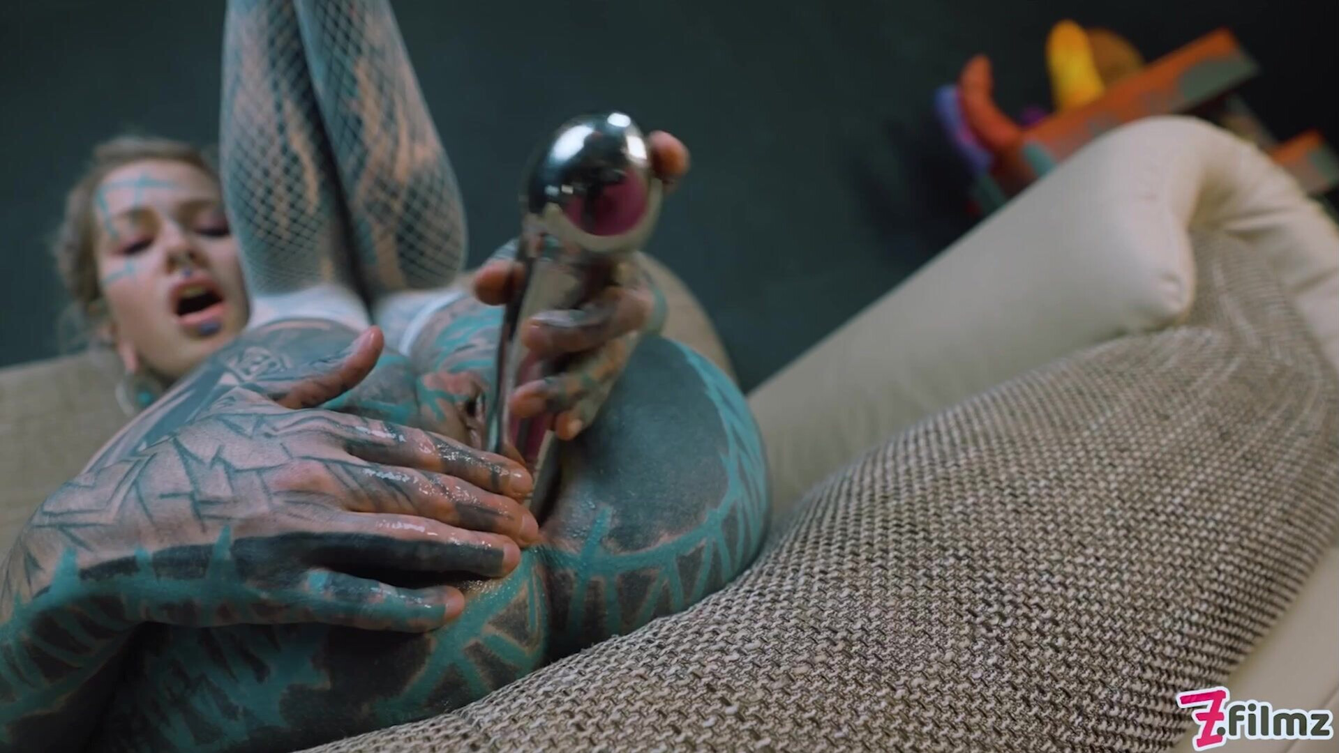 Anuskatzz shoves a stainless steel dildo up her ass - zfilmz - tattoos - tattooed - masturbating - fingering - anal - toy - blonde - small tits - petite