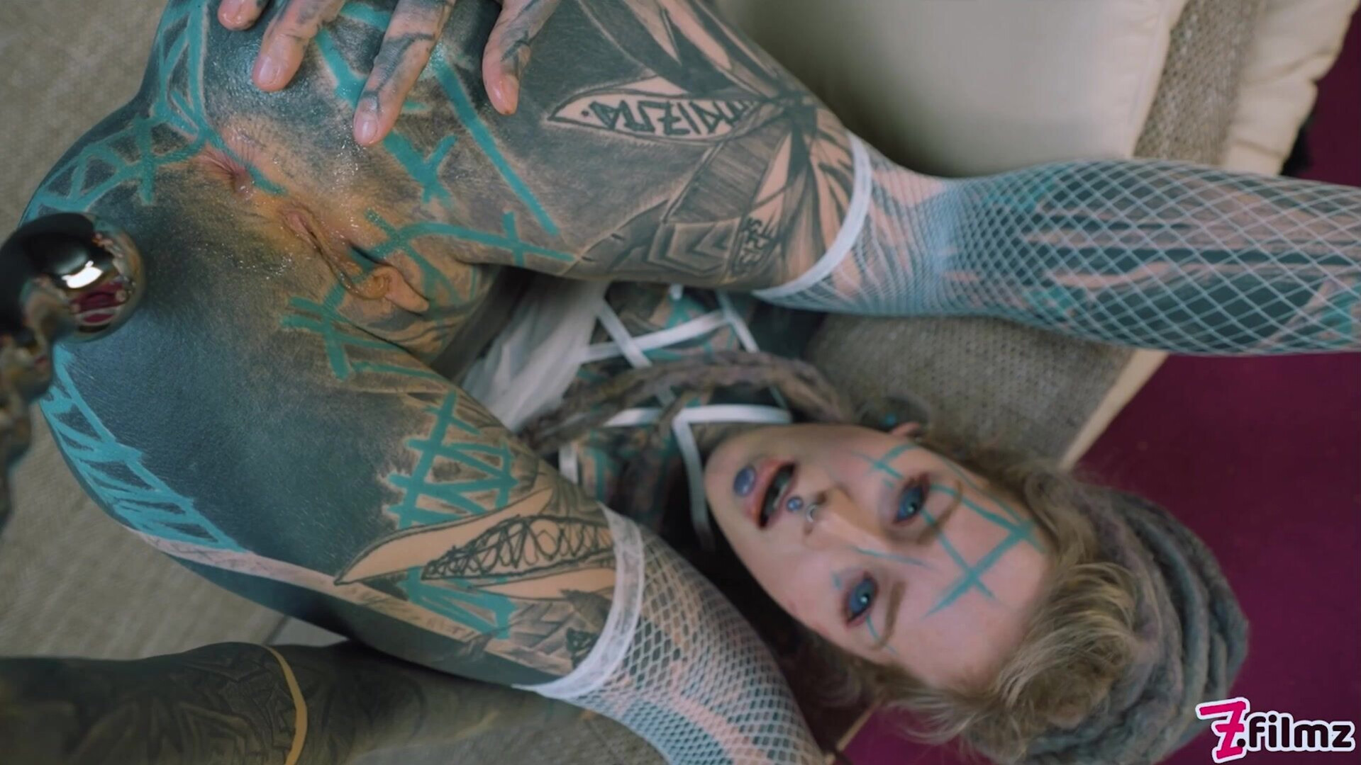 Anuskatzz shoves a stainless steel dildo up her ass - zfilmz - tattoos - tattooed - masturbating - fingering - anal - toy - blonde - small tits - petite