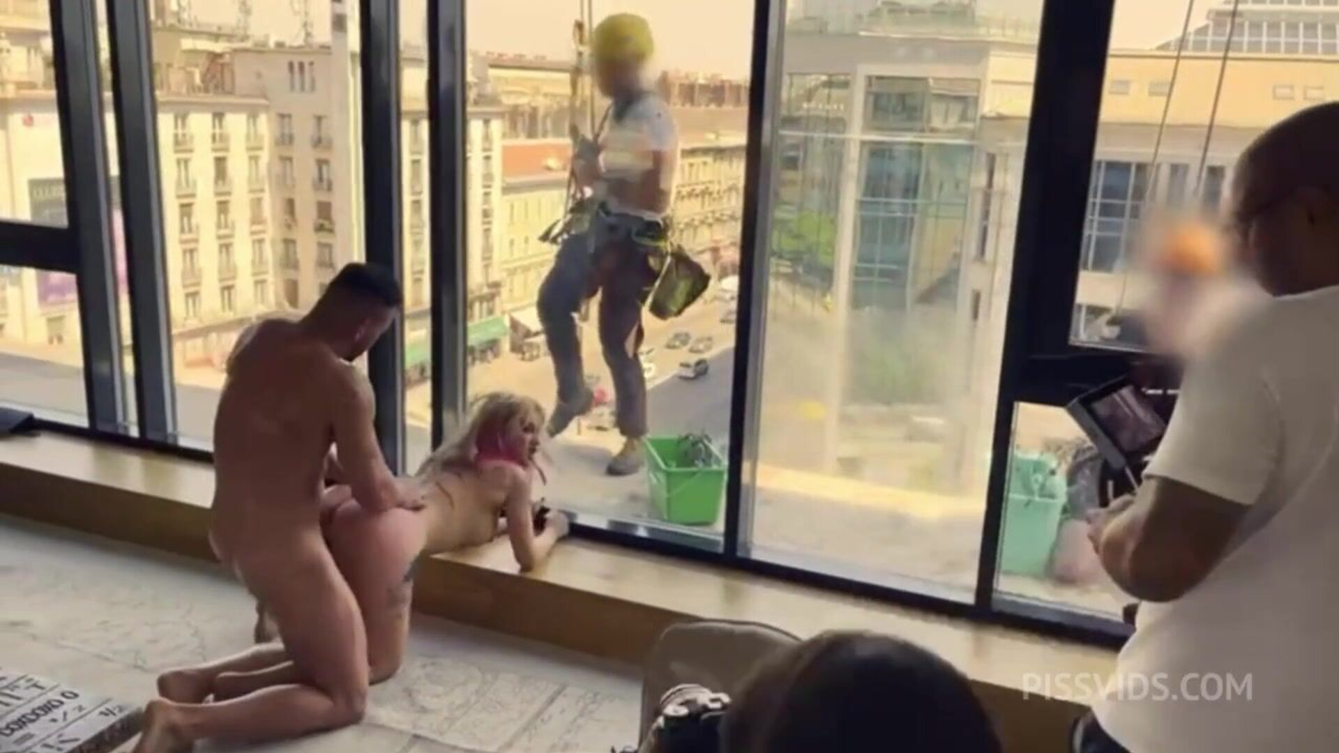 Crystal Richi Fucking in front of Windows Cleaners - crystalrichi - behindthescenes - bts - anal - asstomouth - atm - a2m - gonzo - gape - pee