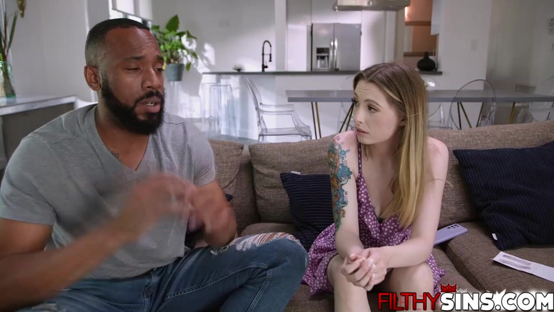 Jovan shoves his thick cock in Ailee's mouth and pussy - filthy - interracial - natural tits - deepthroat - facial - blowjob - teen - masturbation - big dick - blonde