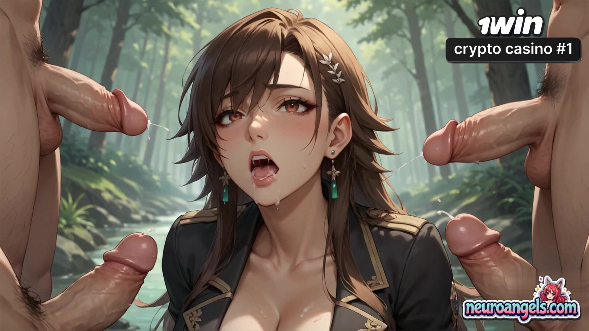 Naked chick in misty woods, dripping with gonzo lovemaking awesome porn! - blowjob - hardcore - oral - forest - romantic - woods - ai generated - blushing - misty