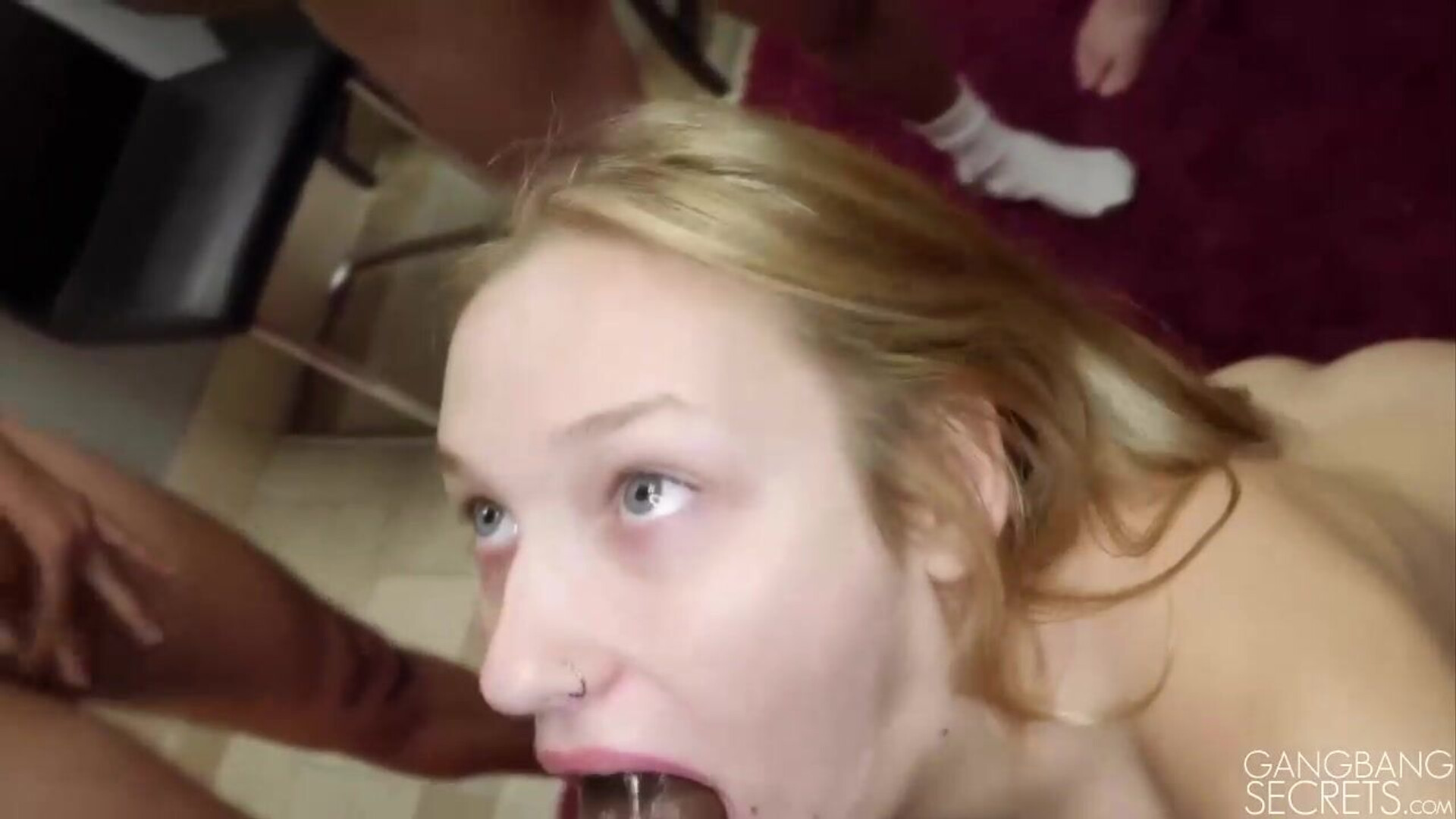 Ready for some throat fucking, Kacey! - blowbang - teen - gangbang - interracial - oral - deepthroat - group - pornstar - brunette - tattoo