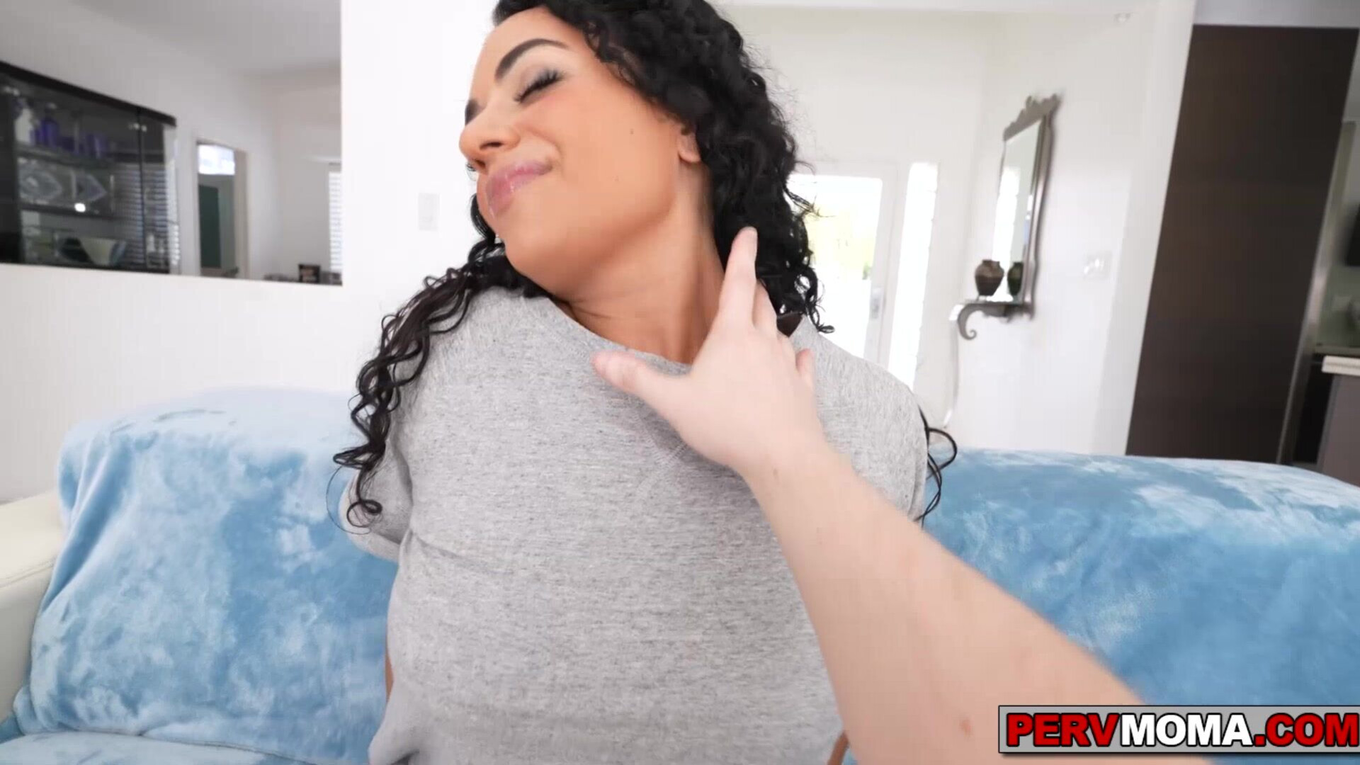 Stepson has his fingers in his stepmommys pussy - pervmom - milf - stepmom - stepson - natural tits - big tits - brunette - masturbation - slutty - taboo