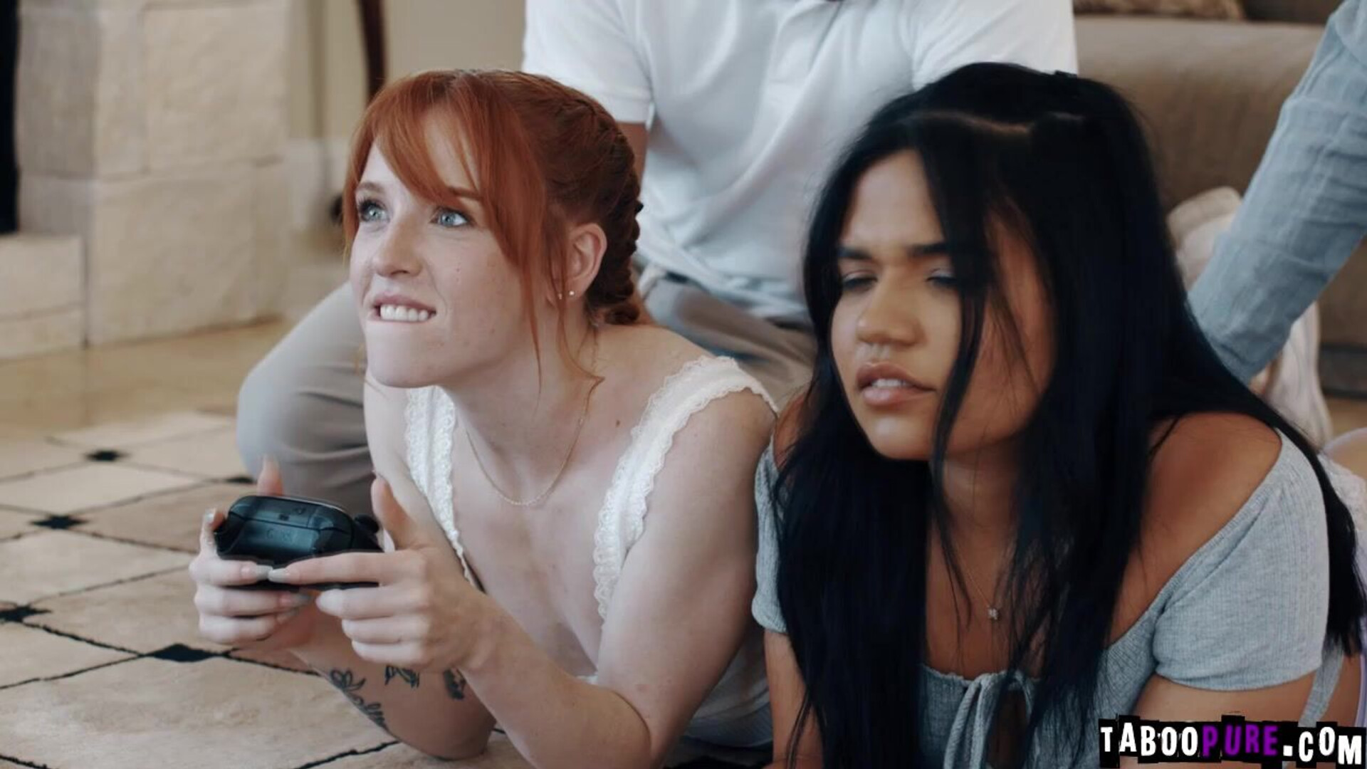 Two friends, Adam Tommy Pistol and Darrell Damon Dice - brunette - big tits - small tits - fingering - tattoos - petite - asian - facesitting - tribbing - interracial