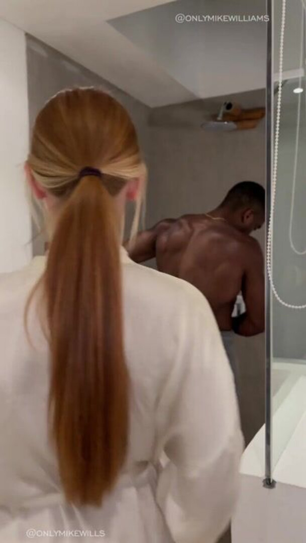 Wife Showers & Fucks Her First BBC - fetish - interracial - milf - big dick - wife showers & fucks her first bbc - blowjob - blonde - cumshot