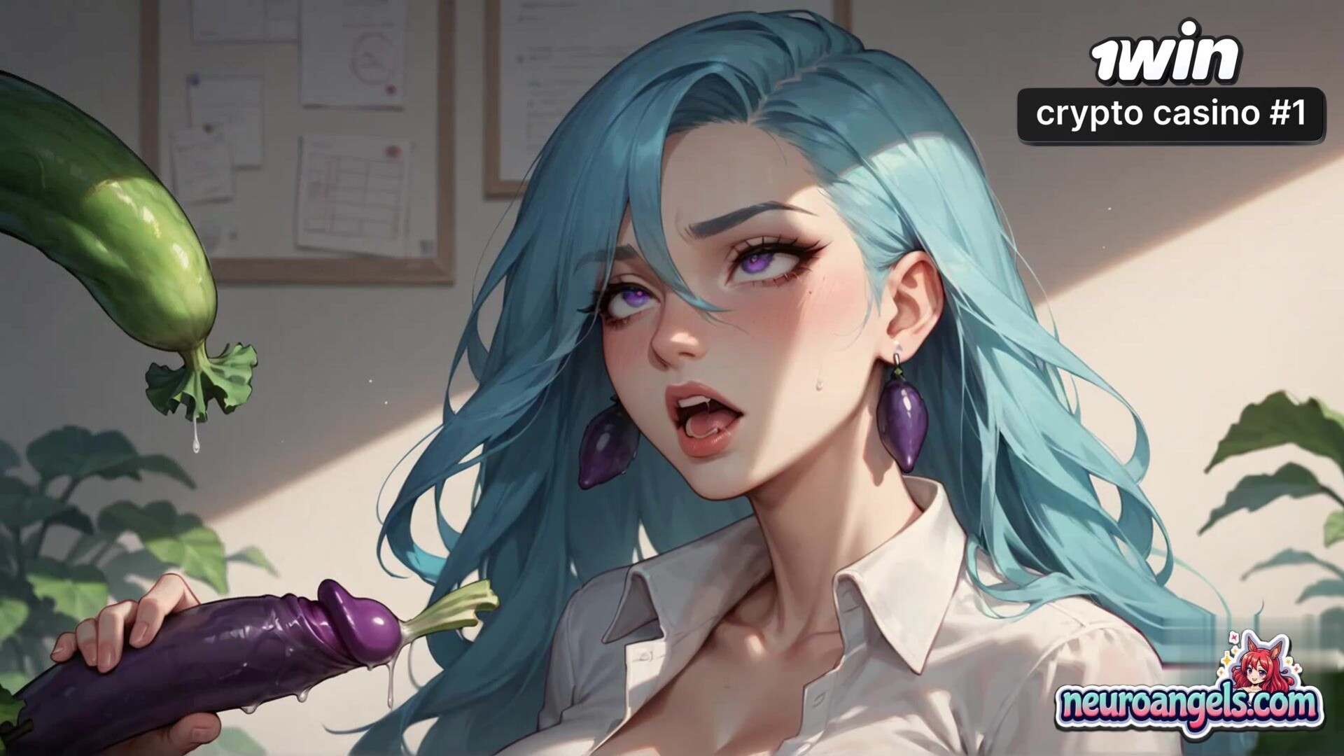 Blue haired goddess gives cucumber infused gonzo session, greatest hardcore ever! - cucumber - blue - ai generated - hair - girl - hardcore - romantic