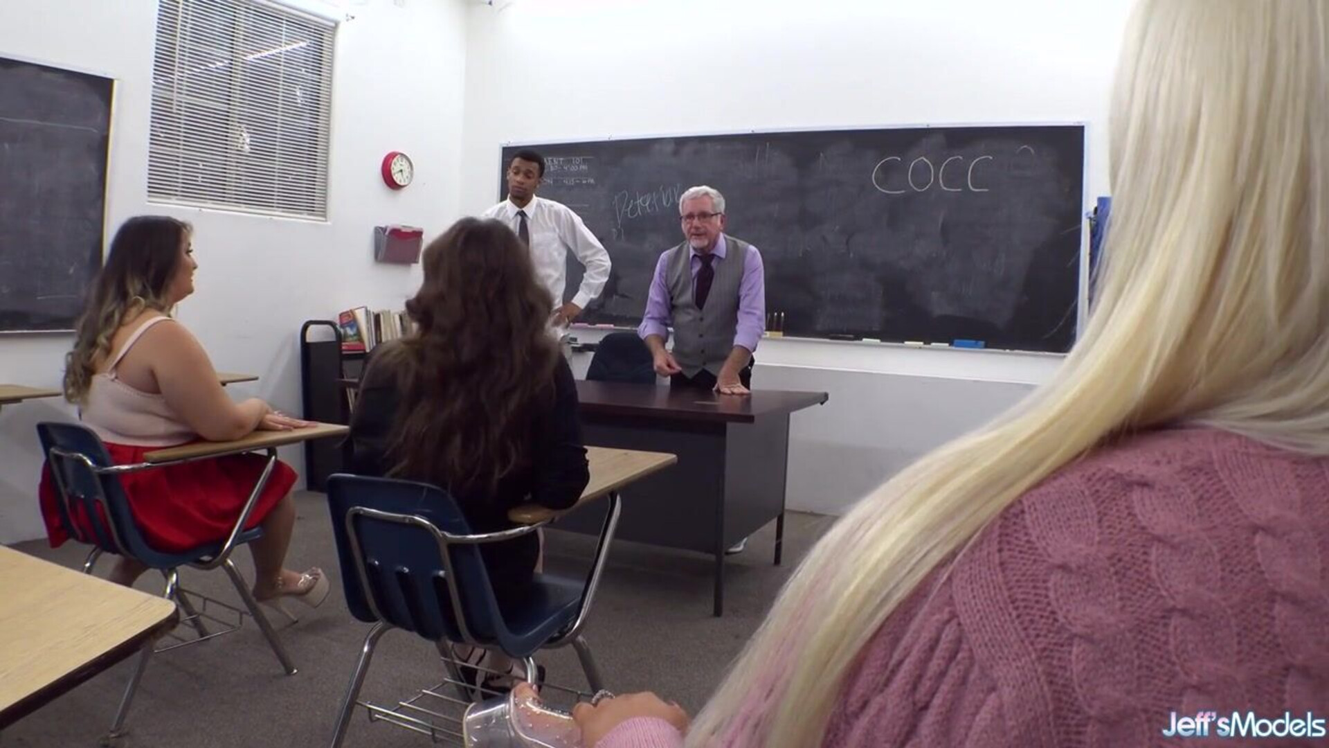 Chanel Barbie, Hayley Grey, Rose Lareine Classroom Interracial Orgy - chanelbarbie - hayleygrey - roselareine - 3on3 - groupsex - orgy - lesbian - gonzo - pussylicking - asslicking