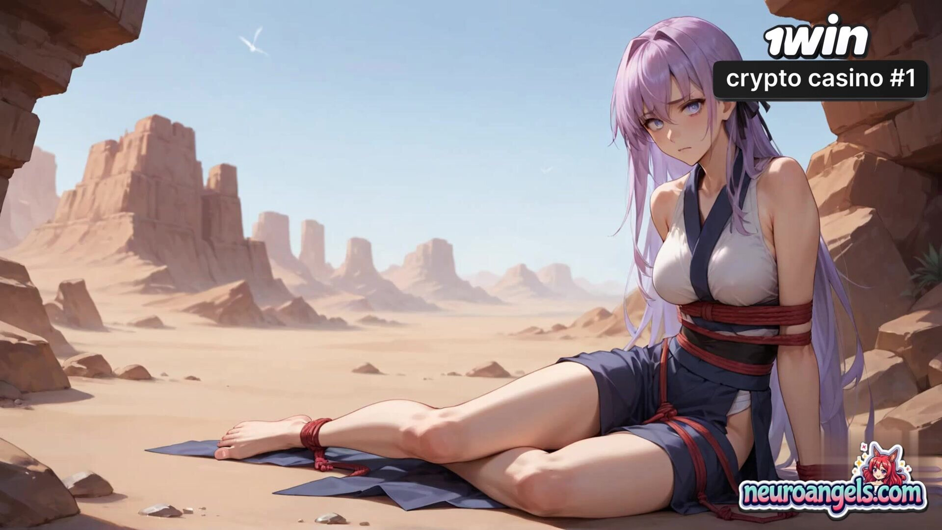 Desert Delight Purple Haired Girl Gets Double Dildo Squirt in Sunny Sands - hardcore - dildo - desert - girl - ai generated - sex - romantic - squirt