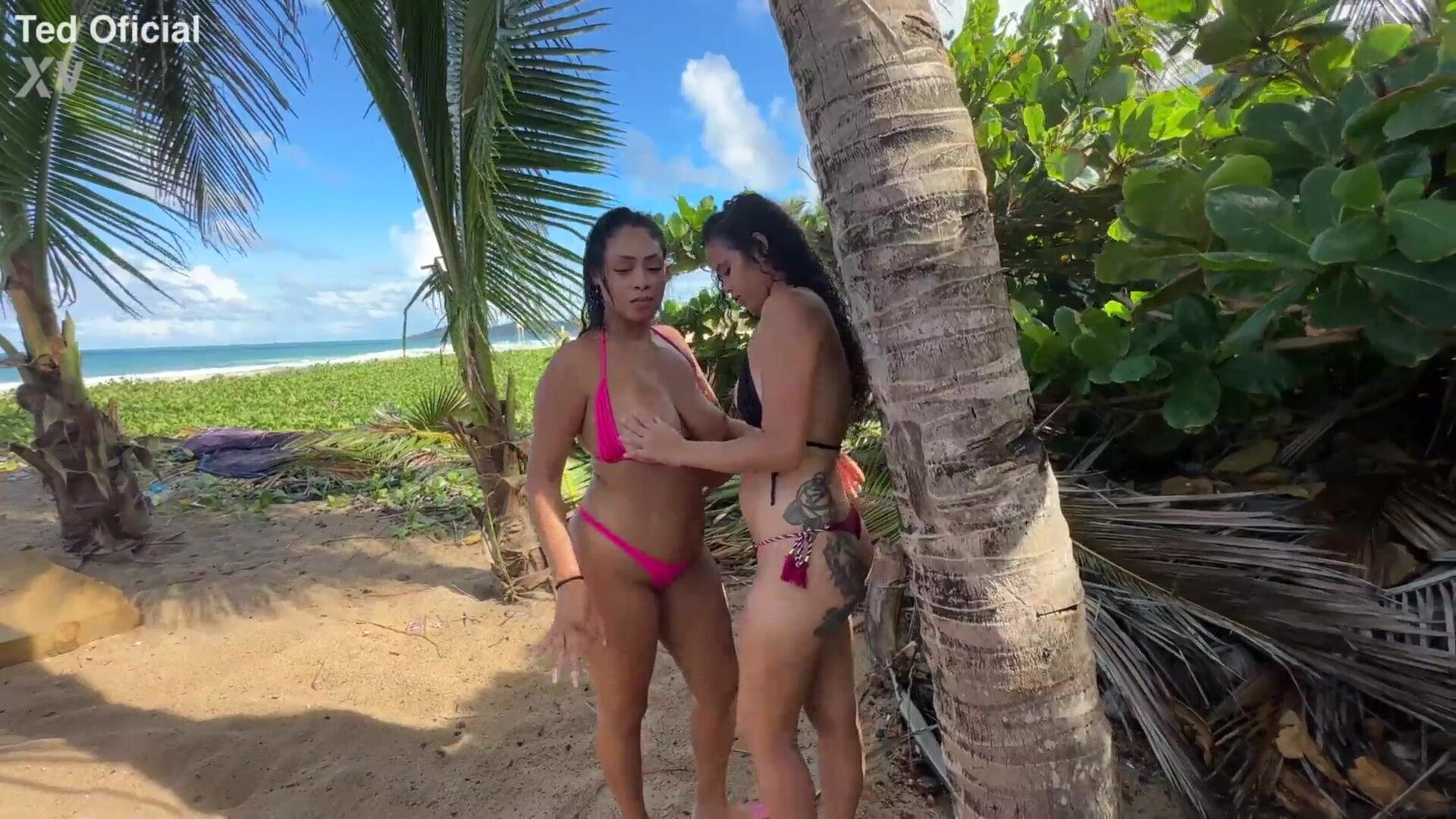 Festa boa na praia Enseada dos Coarais em Cabo PE Bia Andrade Maya Hyuga - bia andrade - maya hyuga - binho ted - latina - brazilian - brunette - threesome - outdoor - public - bgg