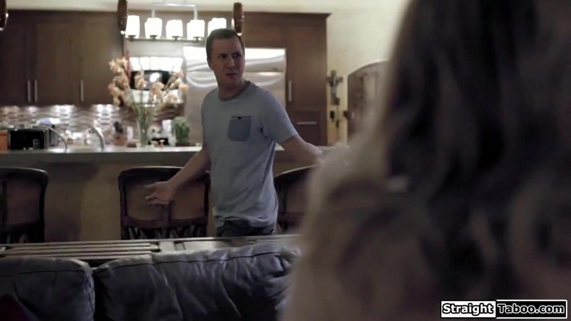 Guy rims teen babysitter in the kitchen - rough - babysitter - teen - asslick - petite - facefuck - small tits - cheat - handjob - big cock