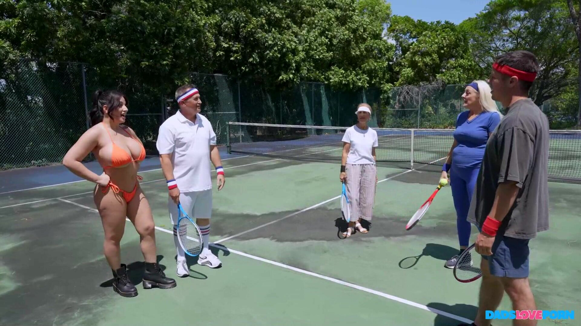 Horny Family Tennis Game - teen - big tits - big boobs - cumshot - facial - dad - daughter - stepdad - stepdaughter