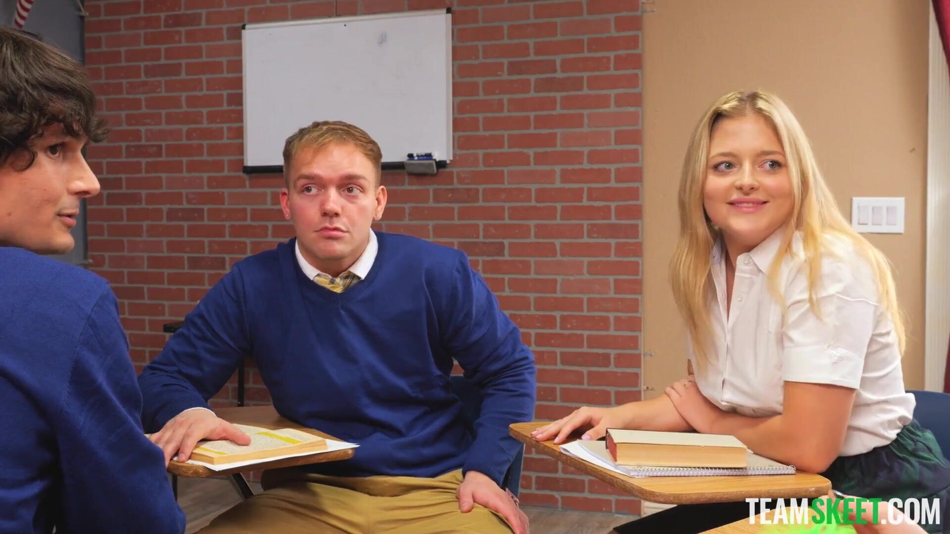 Jill Taylor The Classroom Challenge - blonde - blowjob - caught - cowgirl - cute - deepthroat - doggystyle - facial - flashing - friends