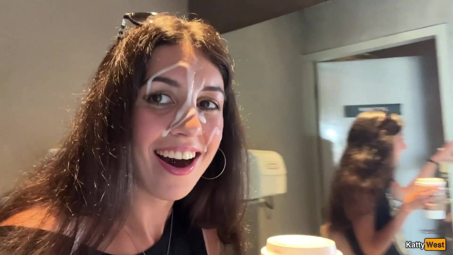 Katty West Crazy CUMWALK in STARBUCKS Blowjob in Public Toilet, Drinking coffee w - katty west - crazy cumwalk in starbucks - blowjob in public toilet - drinking coffee with sperm