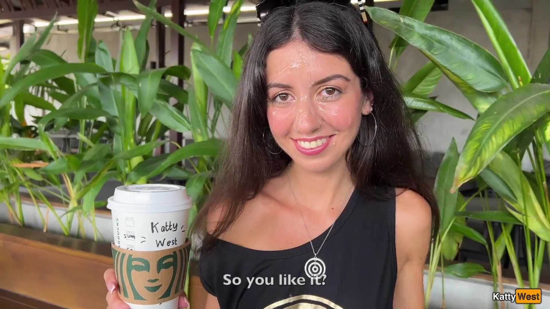 Katty West Crazy CUMWALK in STARBUCKS Blowjob in Public Toilet, Drinking coffee w - katty west - crazy cumwalk in starbucks - blowjob in public toilet - drinking coffee with sperm