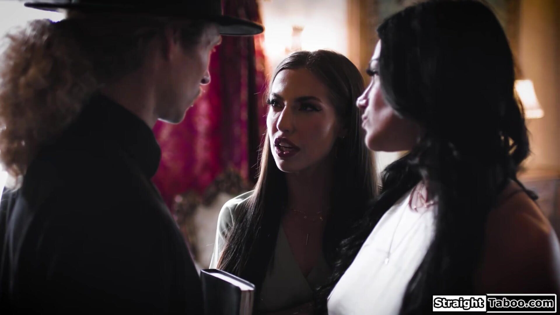 Lesbian couple makes a priest lick them - taboo - domination - threesome - oral - deepthroat - big cock - big tits - voyeur - handjob - hairy