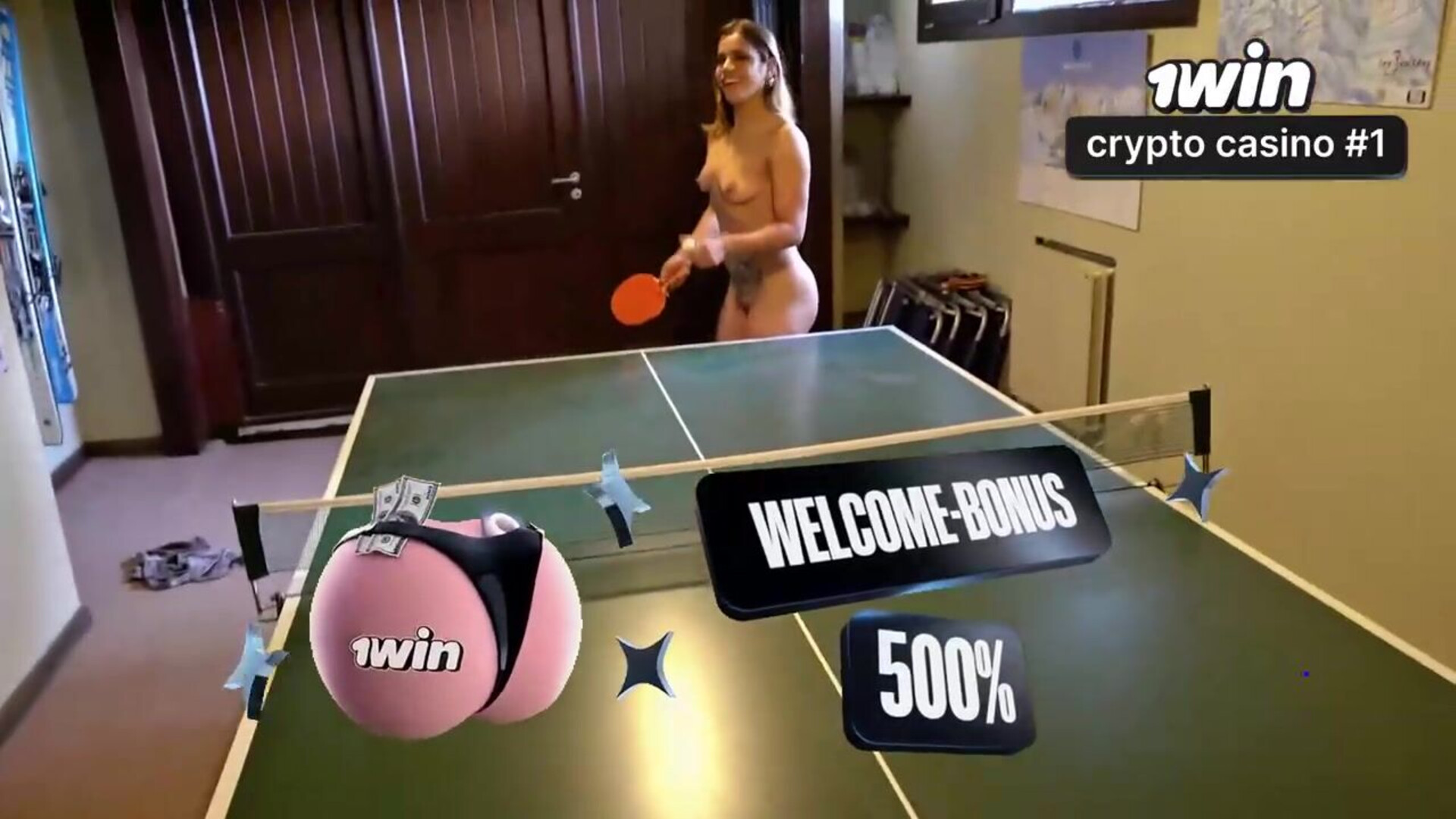 Ping Pong with clothes on, xxx romp with a racket off. XXX! - rough sex - big ass brunette - deepthroat - hardcore - female orgasm - xxx - ping pong - knock knock - cum in mouth - big ass