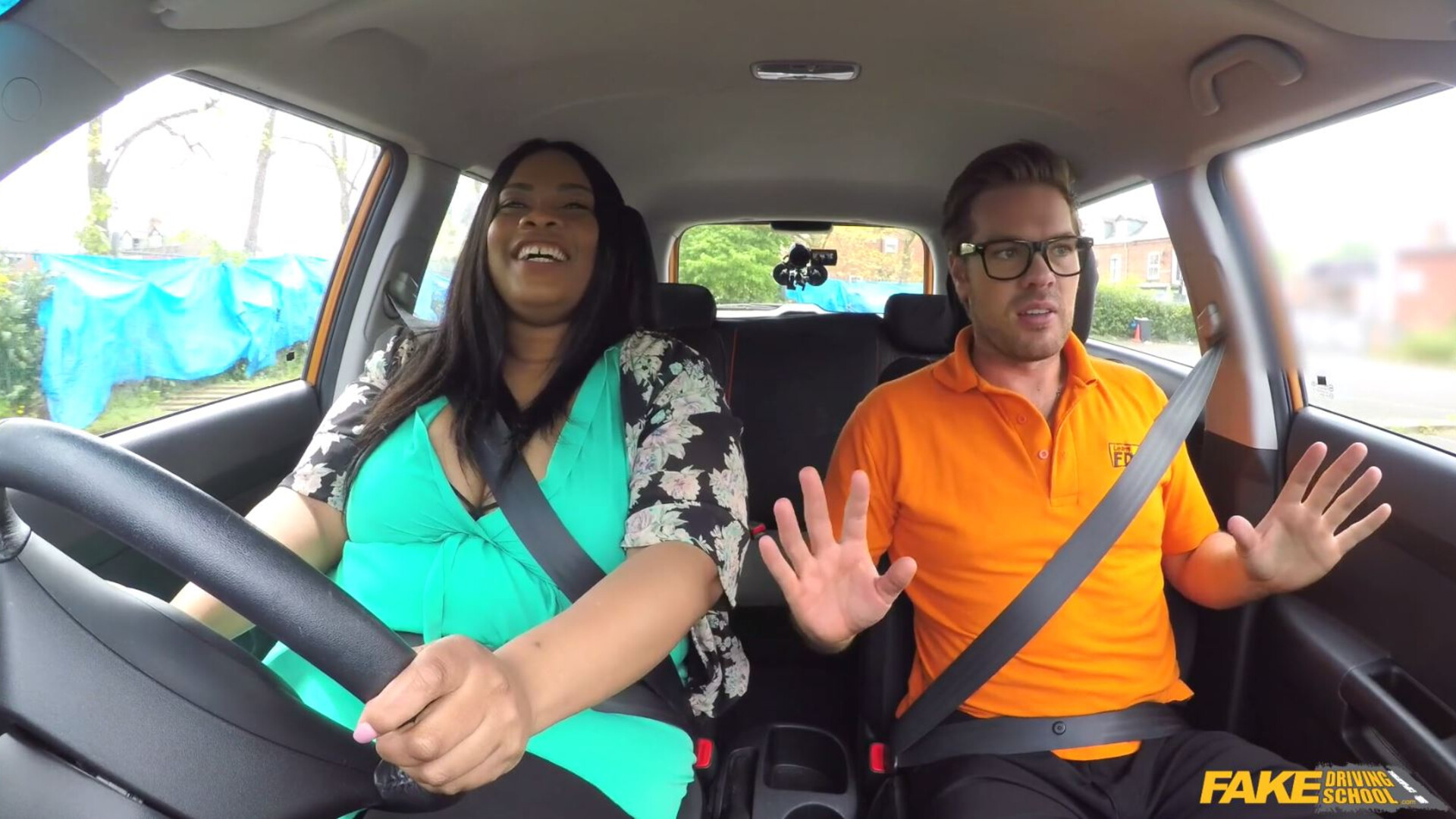 Sex Driving Lesson For Ebony BBW - bbw - ebony - black - interracial - big tits - big ass - blowjob - car sex - public