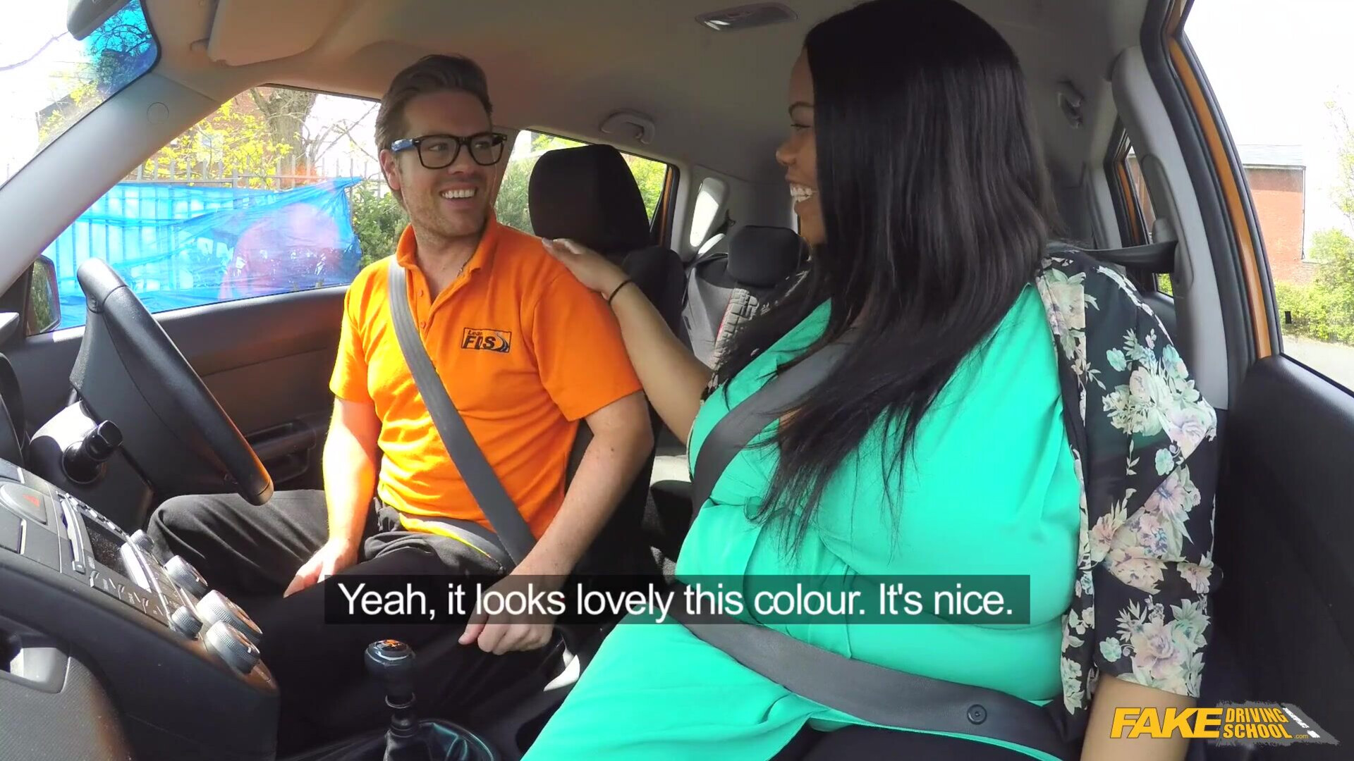 Sex Driving Lesson For Ebony BBW - bbw - ebony - black - interracial - big tits - big ass - blowjob - car sex - public
