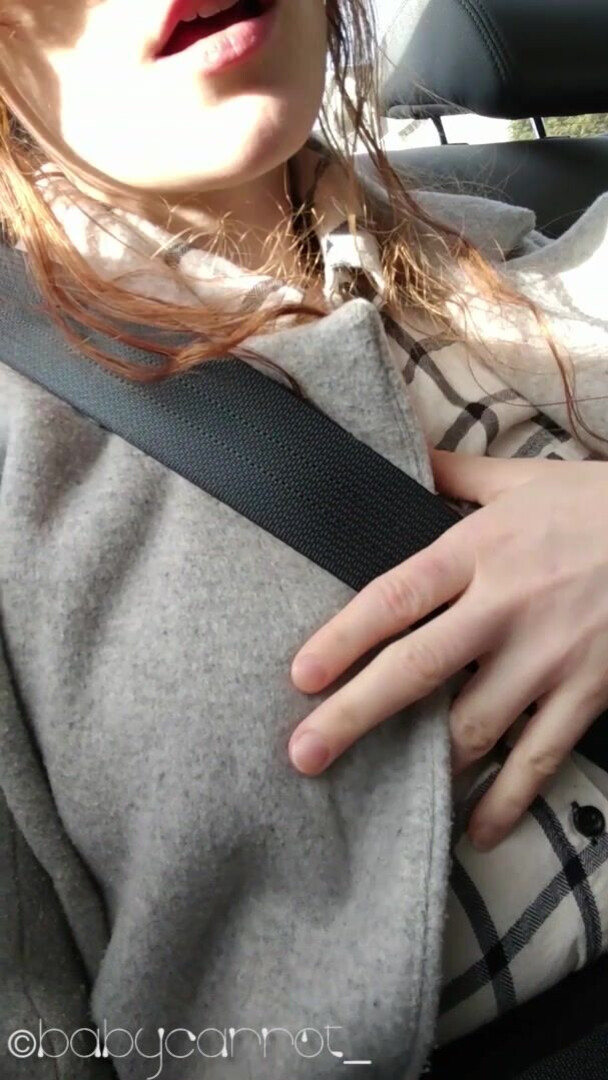 Babycarrot Playing In An Uber - red head - small tits - teen