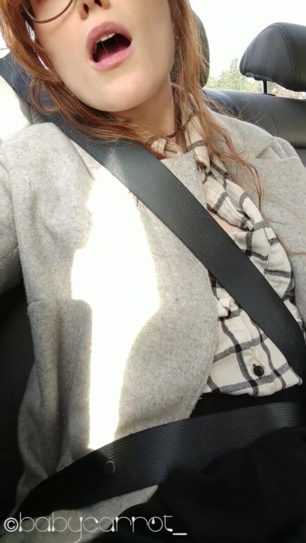 Babycarrot Playing In An Uber - red head - small tits - teen
