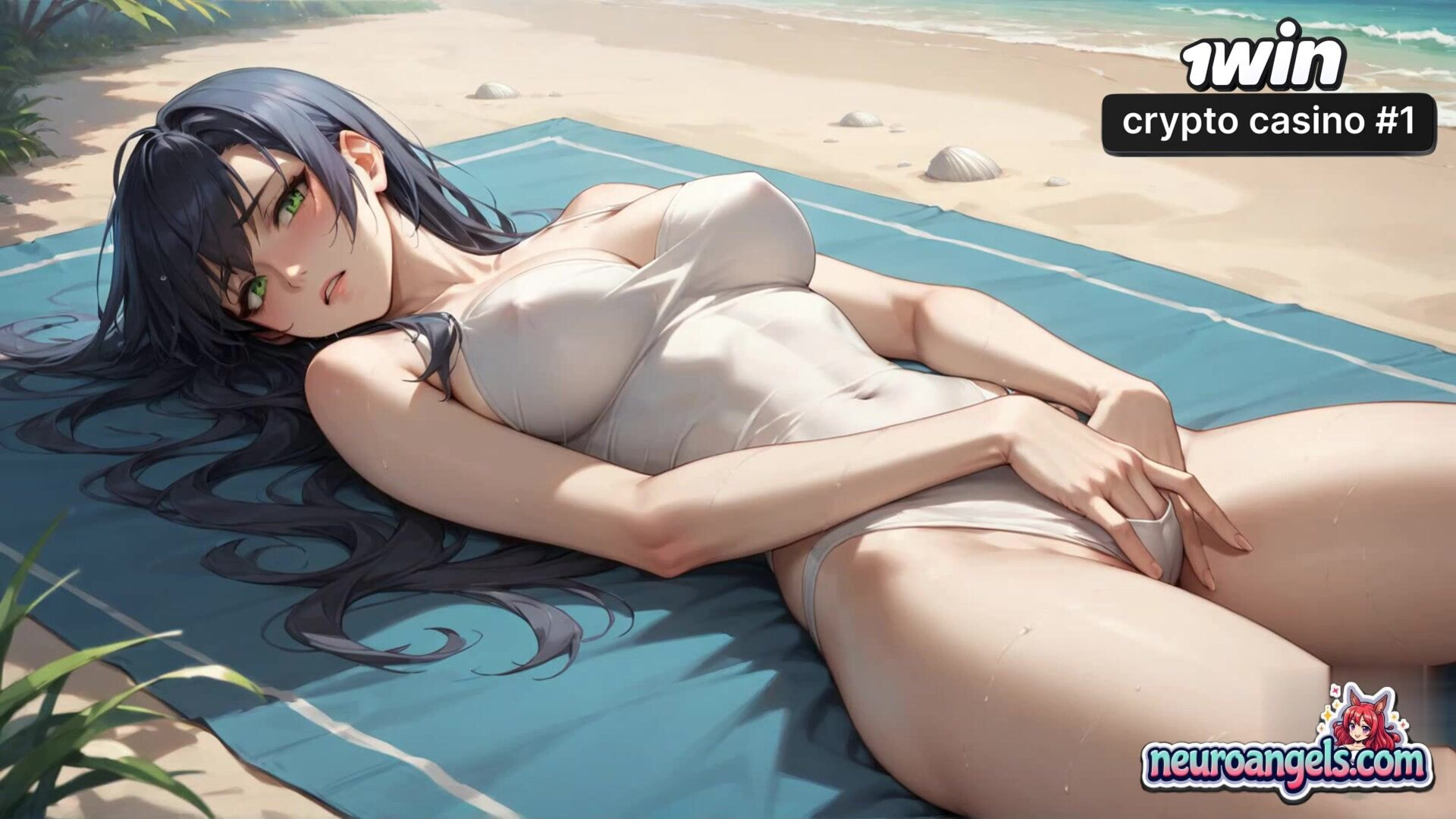 Blue haired muscle boys pound on beach for incredible super naughty joy hard core - muscular - hardcore - romantic - ai generated - blue hair - beach