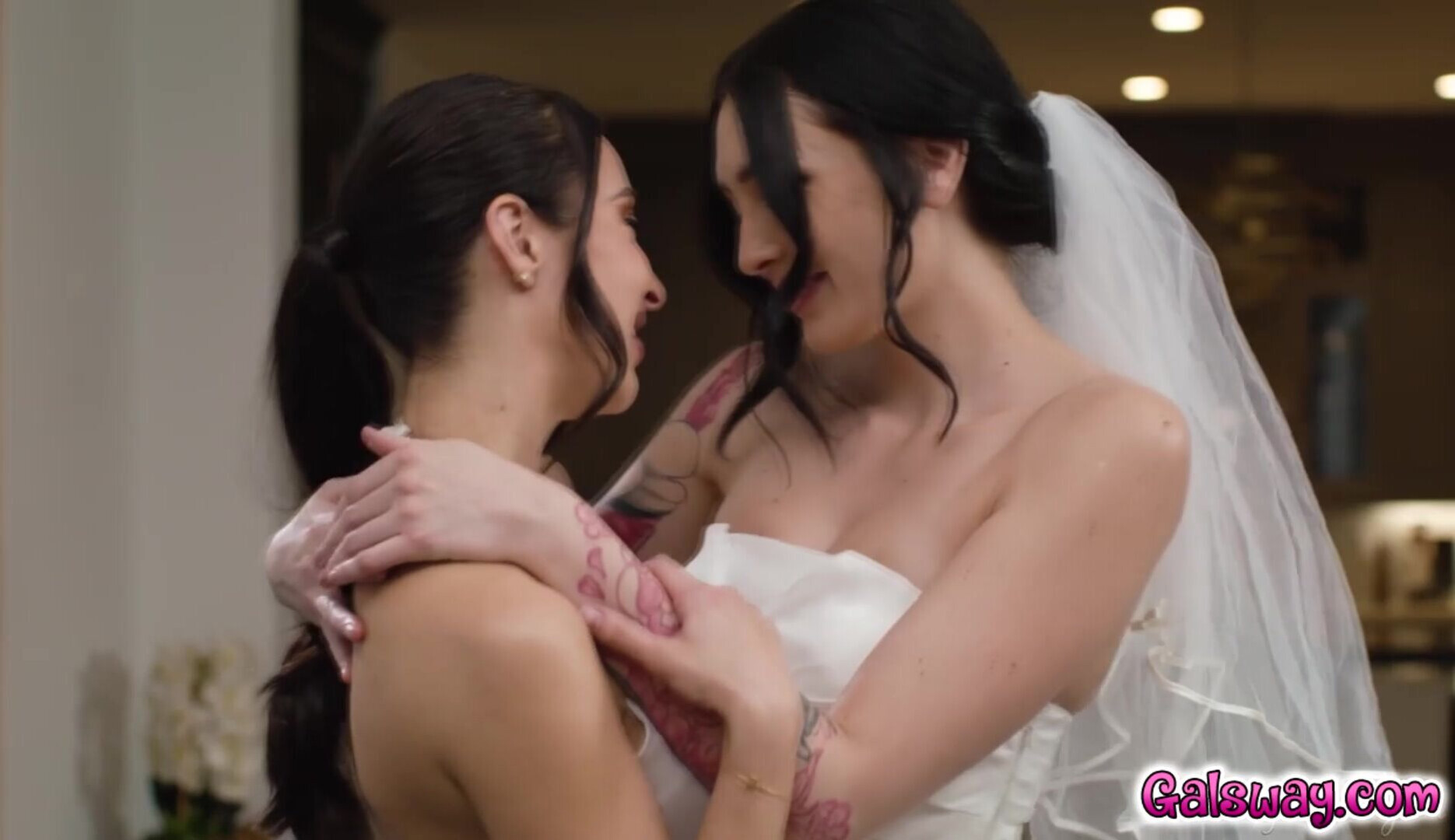 Charlotte is receptive leading to loving and tender sex - brunette - big tits - fingering - 69 - tribbing - ass - lesbian - lingerie - black hair - foot fetish
