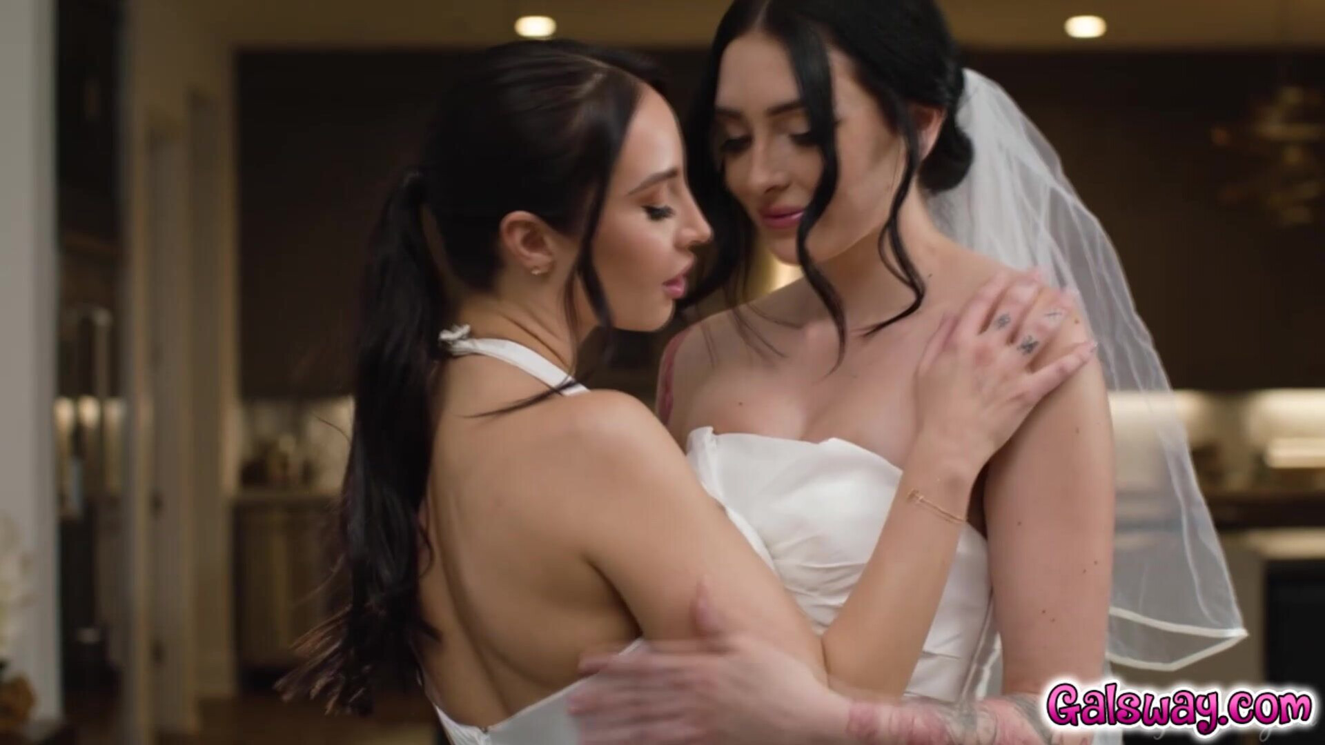 Charlotte is receptive leading to loving and tender sex - brunette - big tits - fingering - 69 - tribbing - ass - lesbian - lingerie - black hair - foot fetish