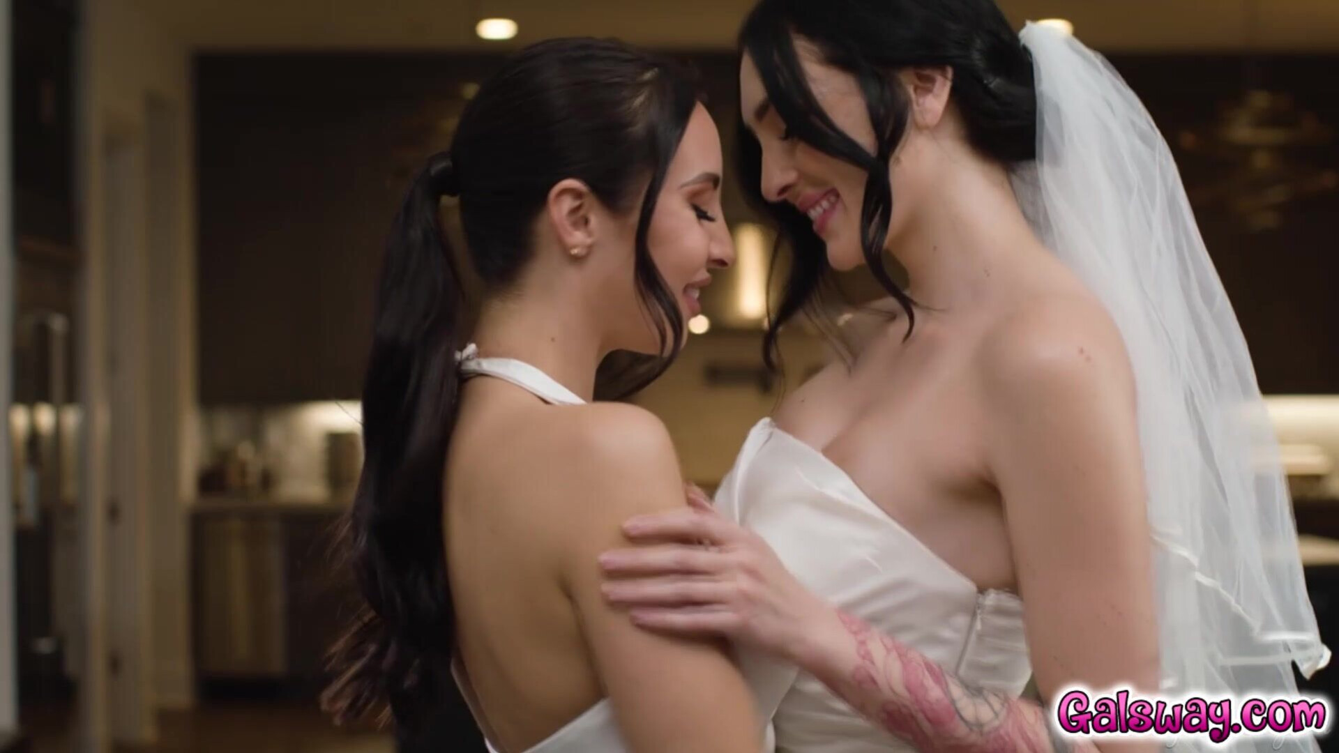 Charlotte is receptive leading to loving and tender sex - brunette - big tits - fingering - 69 - tribbing - ass - lesbian - lingerie - black hair - foot fetish